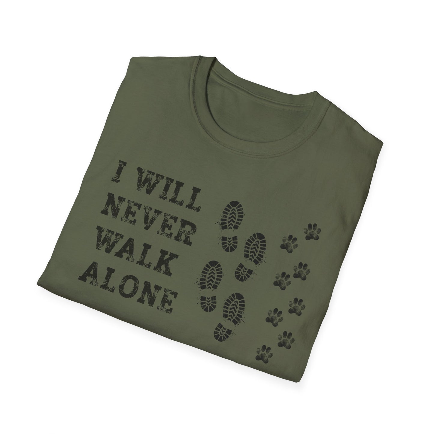 I will never walk alone. T-Shirt für Hundeliebhaber. Unisex Softstyle T-Shirt
