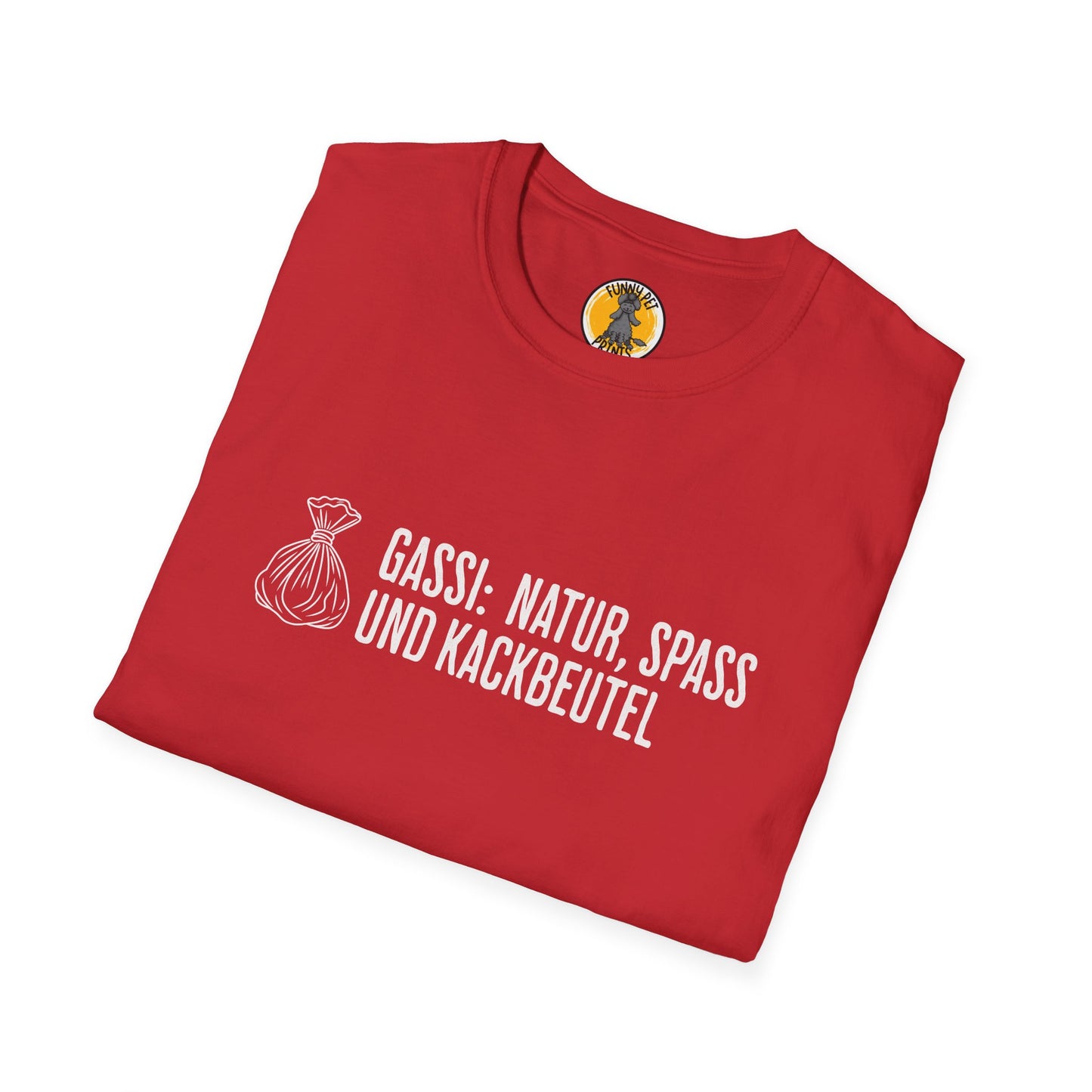 Gassi: Natur, Spaß und Kackbeutel, Lustiges T-Shirt für Hundeliebhaber, Unisex Softstyle T-Shirt