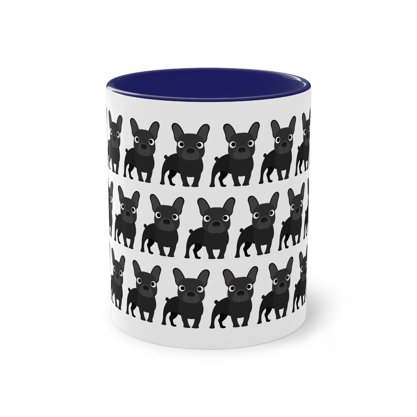 Französische Bulldogge, zweifarbige Kaffeetasse, 0,33 l