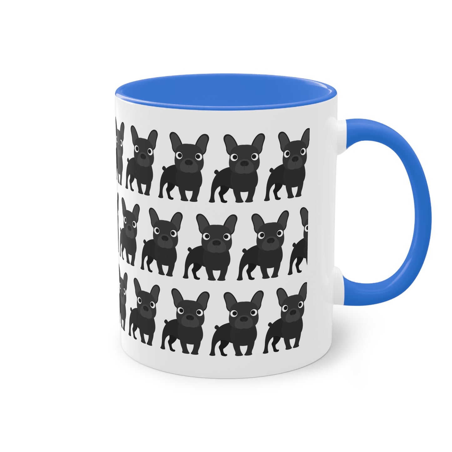 Französische Bulldogge, zweifarbige Kaffeetasse, 0,33 l