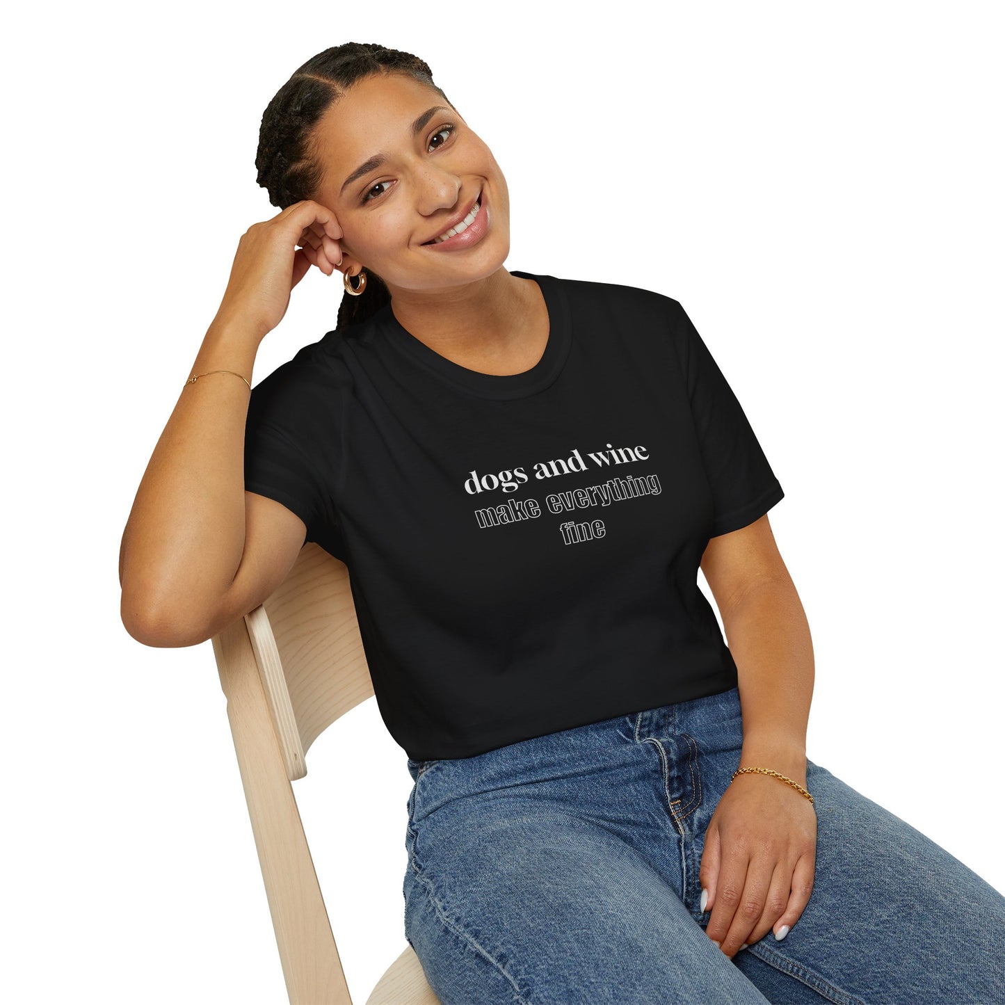 "dogs and wine make everything fine" T-Shirt für Hundeliebhaber