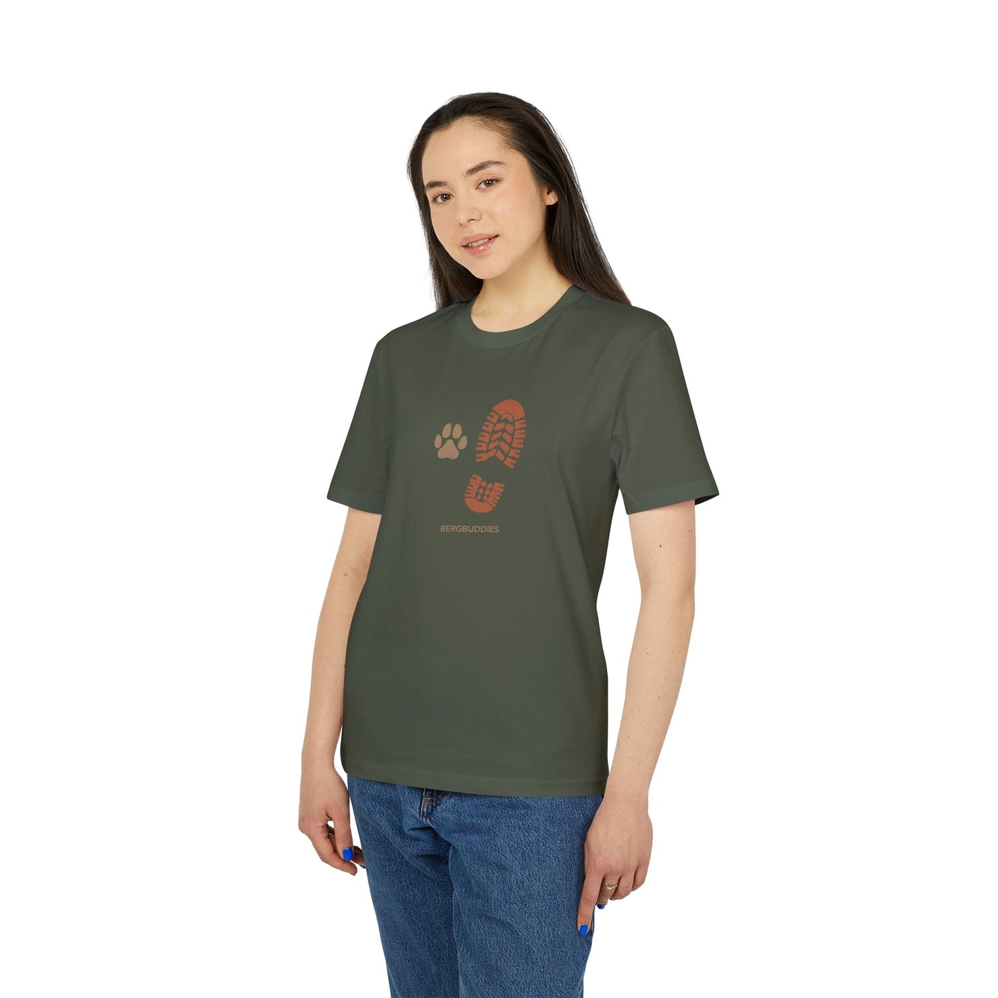 Wander-T-Shirt mit Pfoten- und Stiefelabdruck