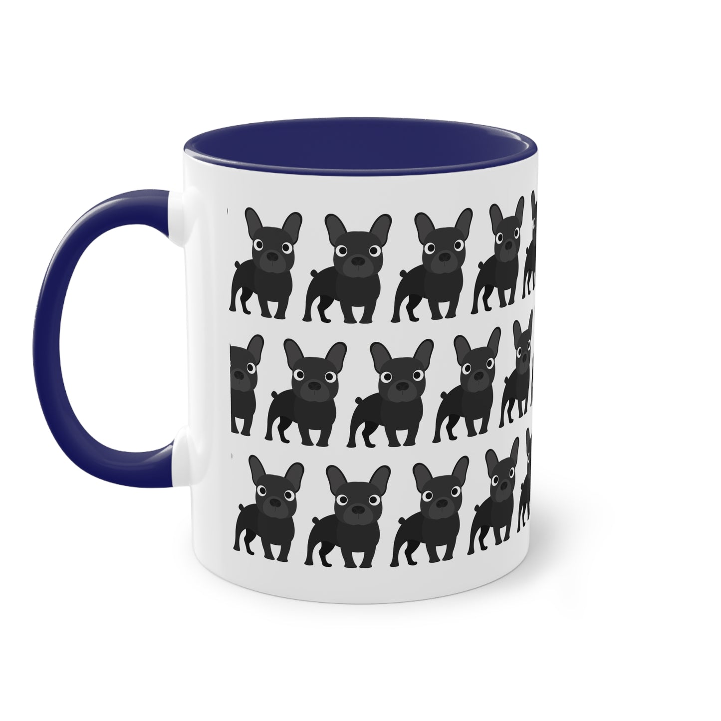 Französische Bulldogge, zweifarbige Kaffeetasse, 0,33 l