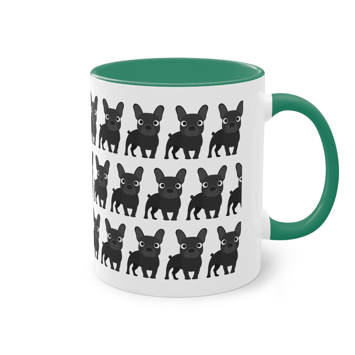 Französische Bulldogge, zweifarbige Kaffeetasse, 0,33 l
