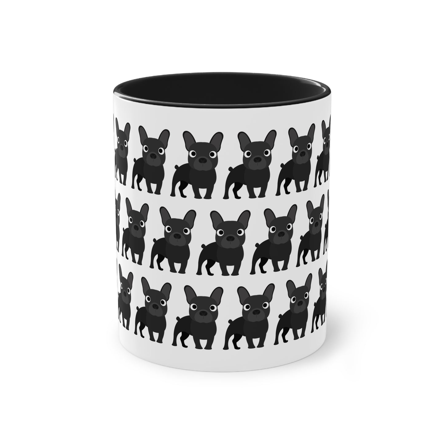 Französische Bulldogge, zweifarbige Kaffeetasse, 0,33 l