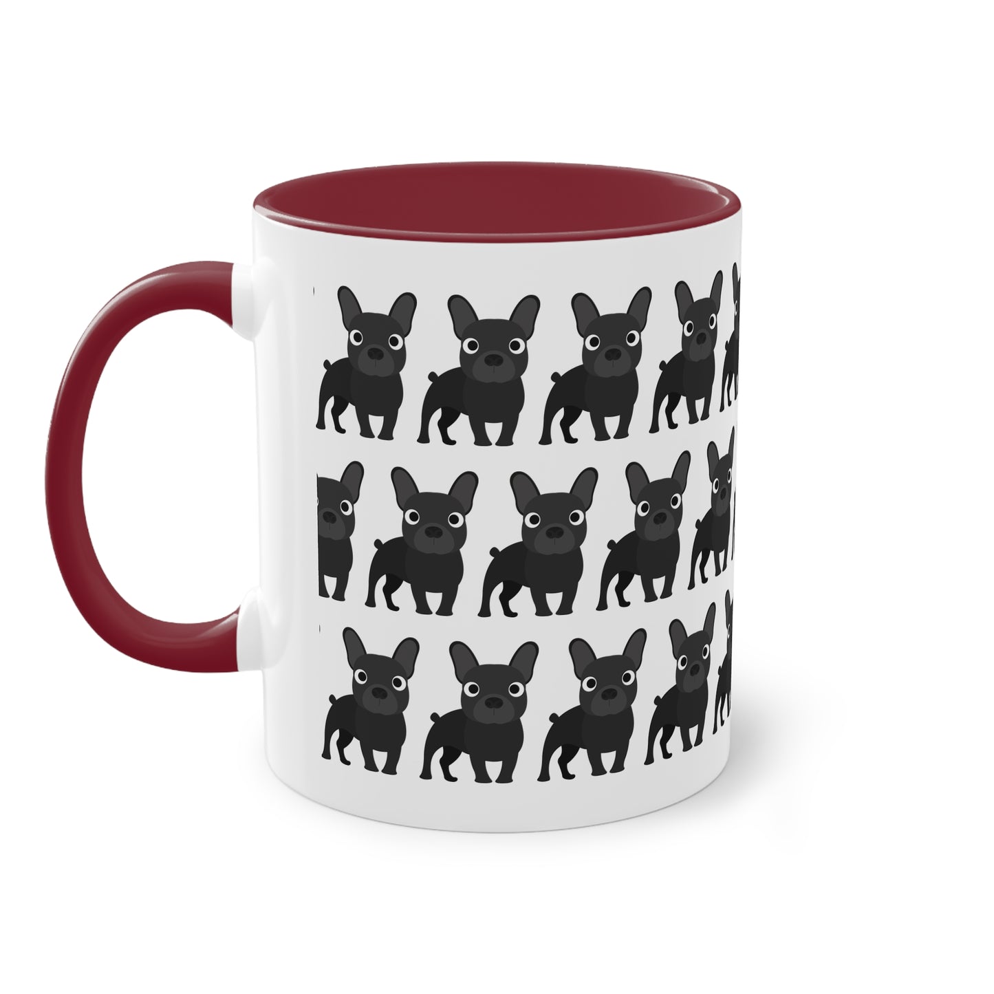 Französische Bulldogge, zweifarbige Kaffeetasse, 0,33 l