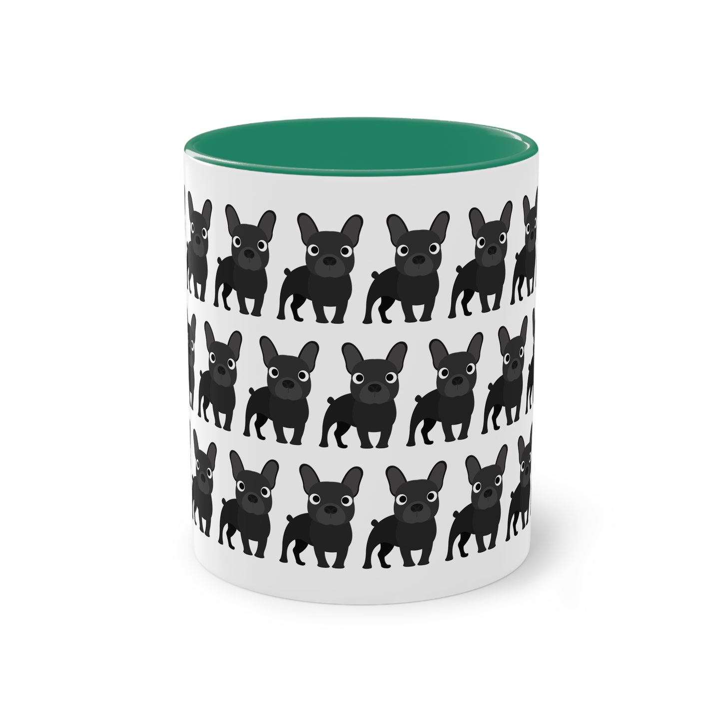 Französische Bulldogge, zweifarbige Kaffeetasse, 0,33 l