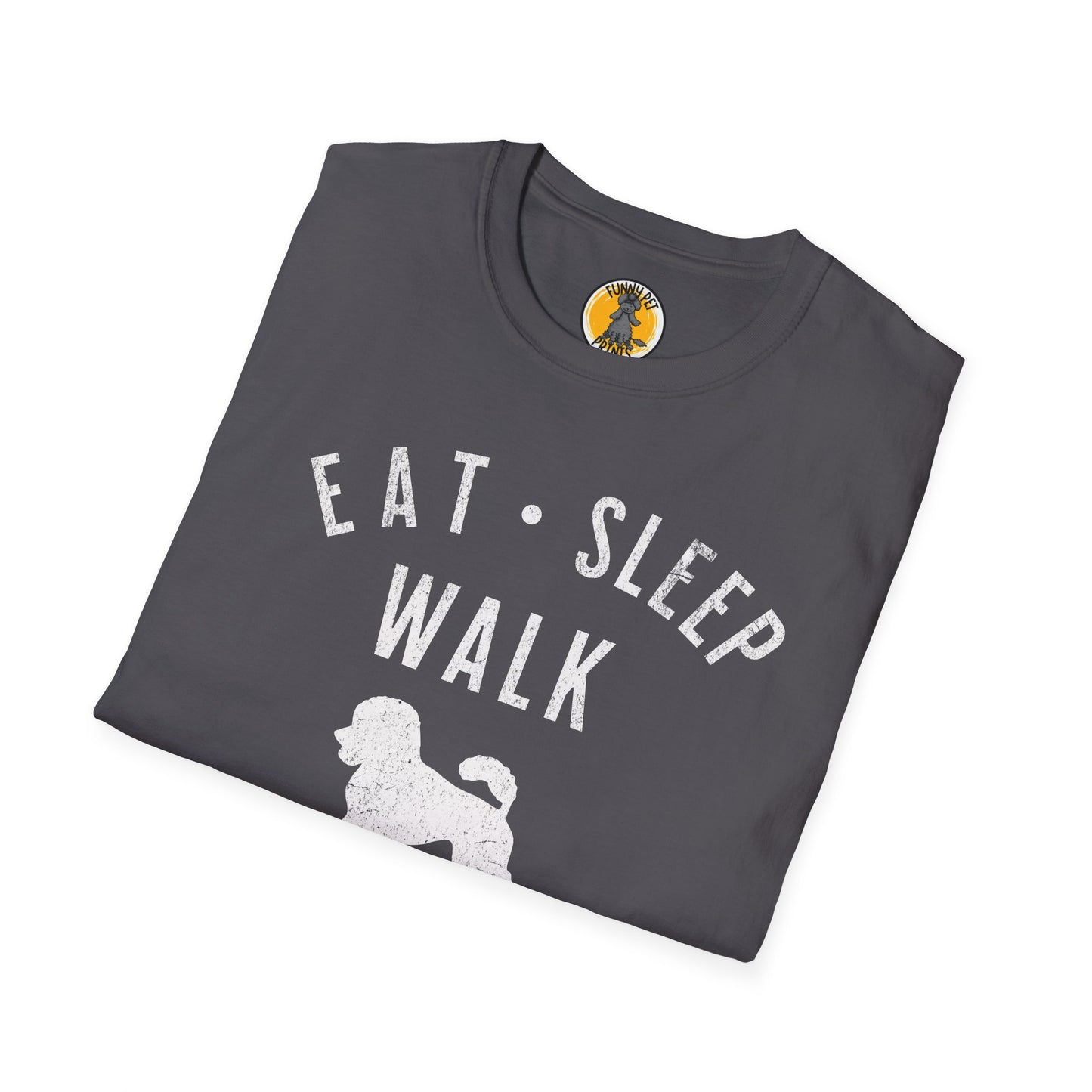 Eat, Sleep, Walk Poodle, Lustiges T-Shirt für Pudelliebhaber, Unisex Softstyle T-Shirt