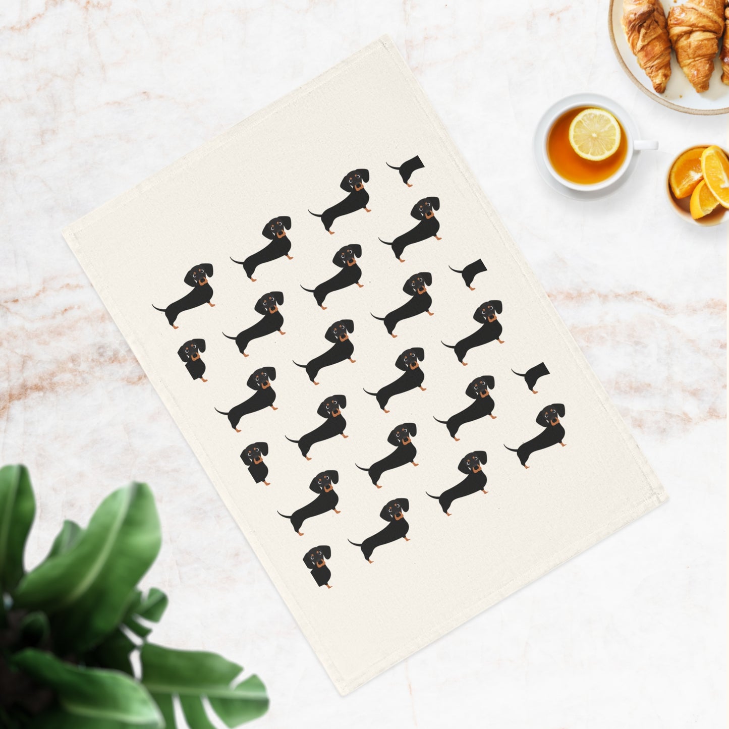 Grosses Dackel Geschirrtuch 100% Biobaumwolle