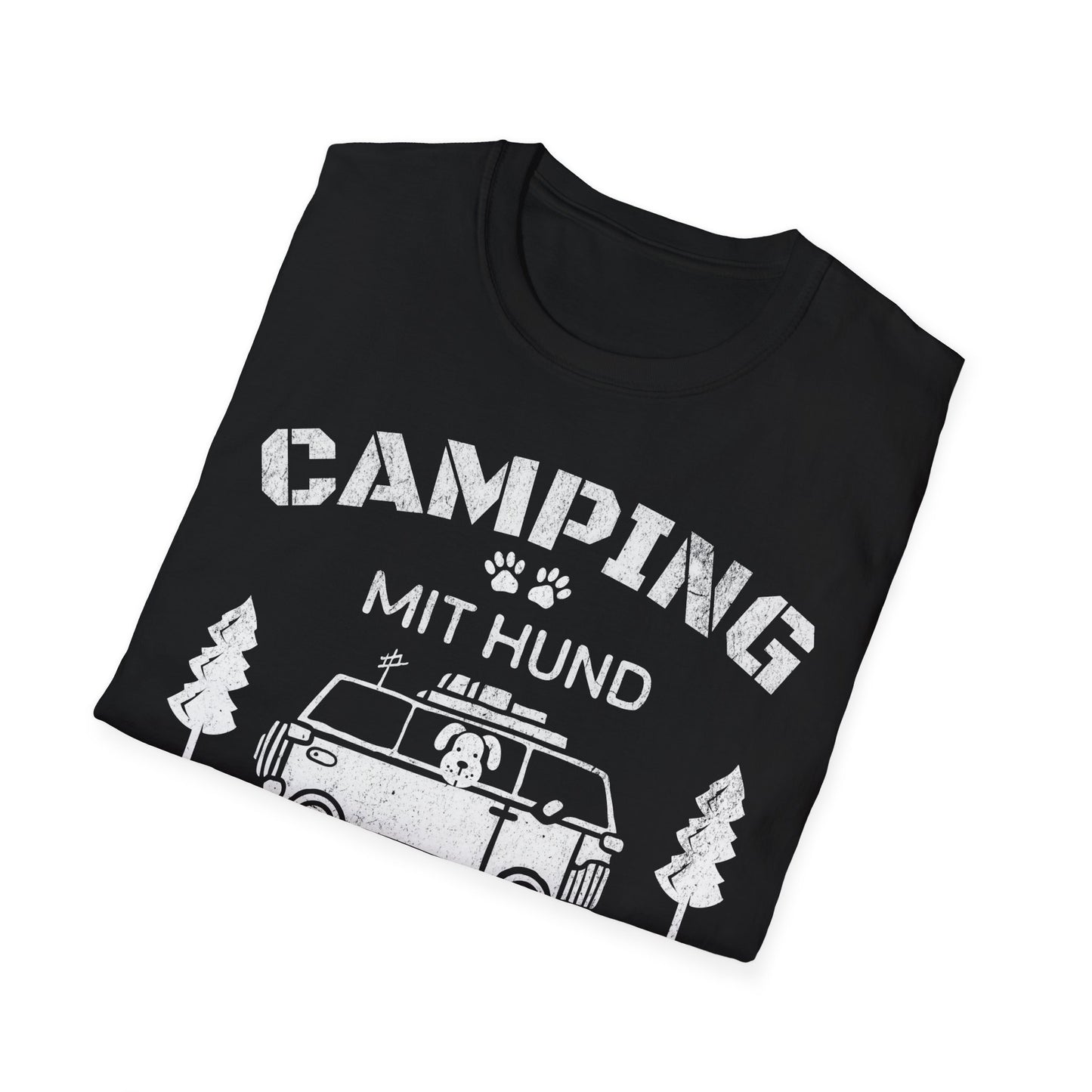 Lustiges T-Shirt für Camper und Hundeliebhaber, Das Rudel macht Urlaub, Unisex Softstyle T-Shirt