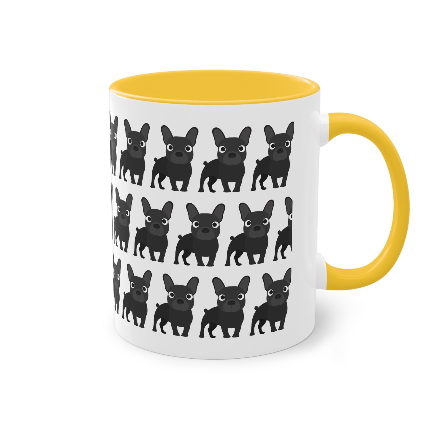 Französische Bulldogge, zweifarbige Kaffeetasse, 0,33 l