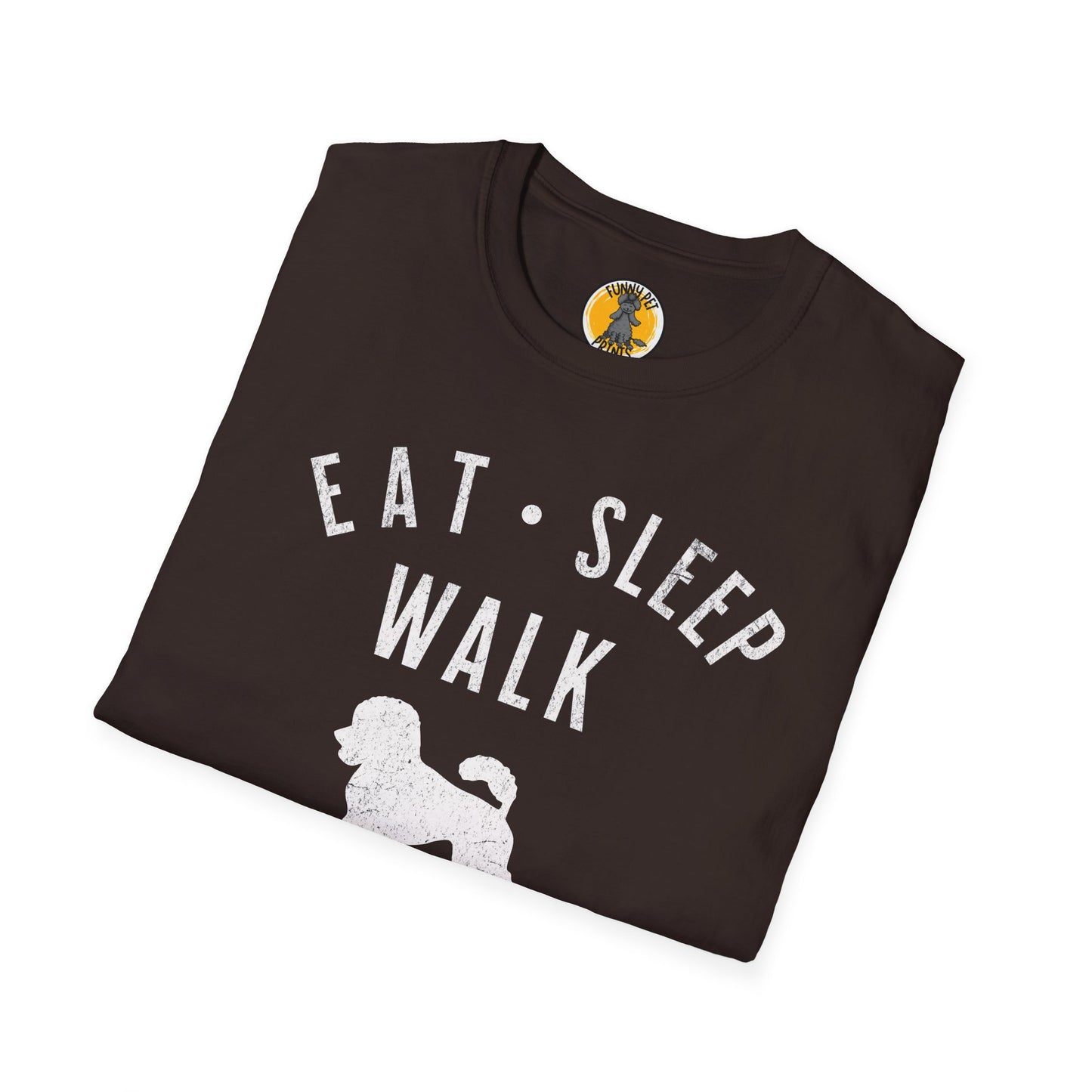 Eat, Sleep, Walk Poodle, Lustiges T-Shirt für Pudelliebhaber, Unisex Softstyle T-Shirt