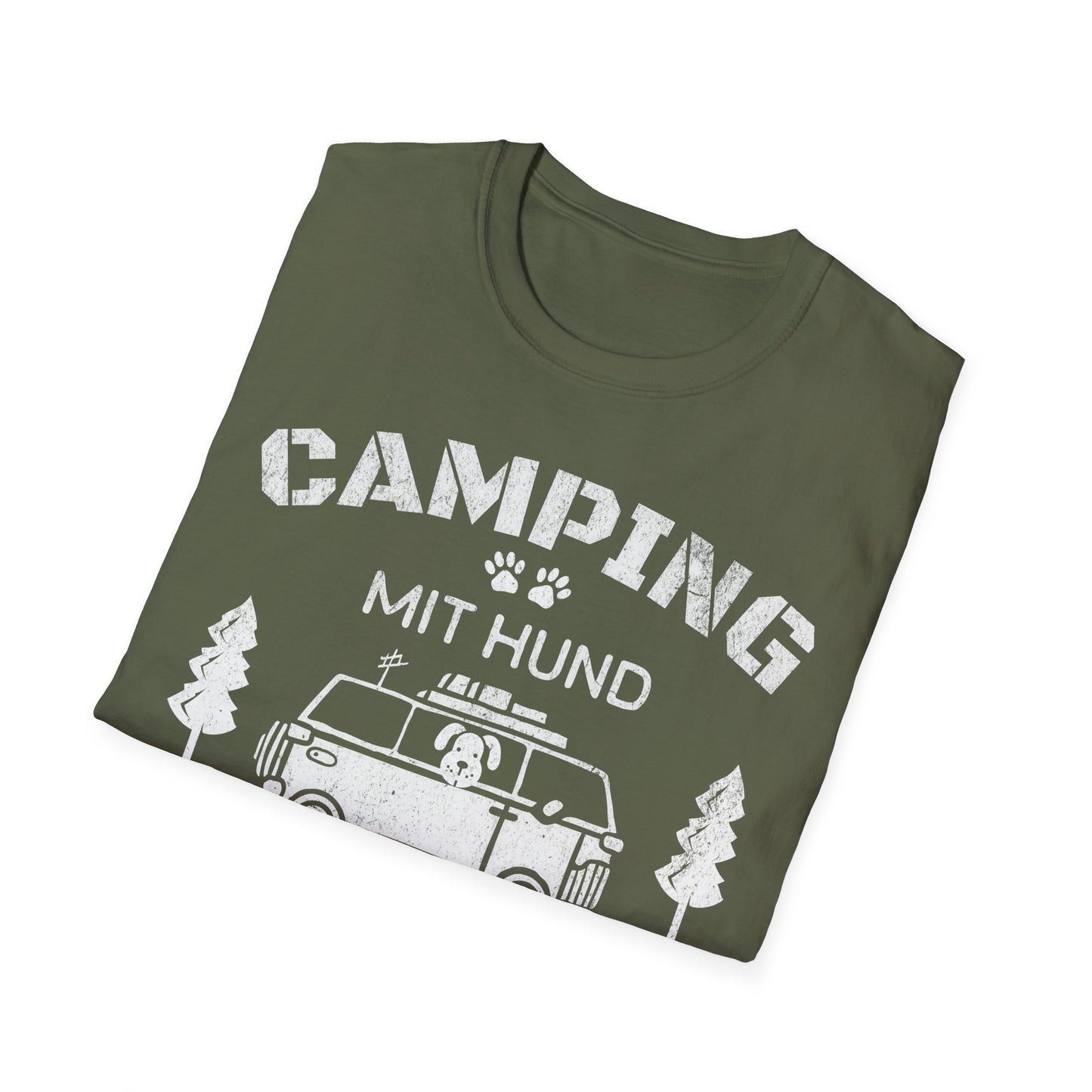 Lustiges T-Shirt für Camper und Hundeliebhaber, Das Rudel macht Urlaub, Unisex Softstyle T-Shirt