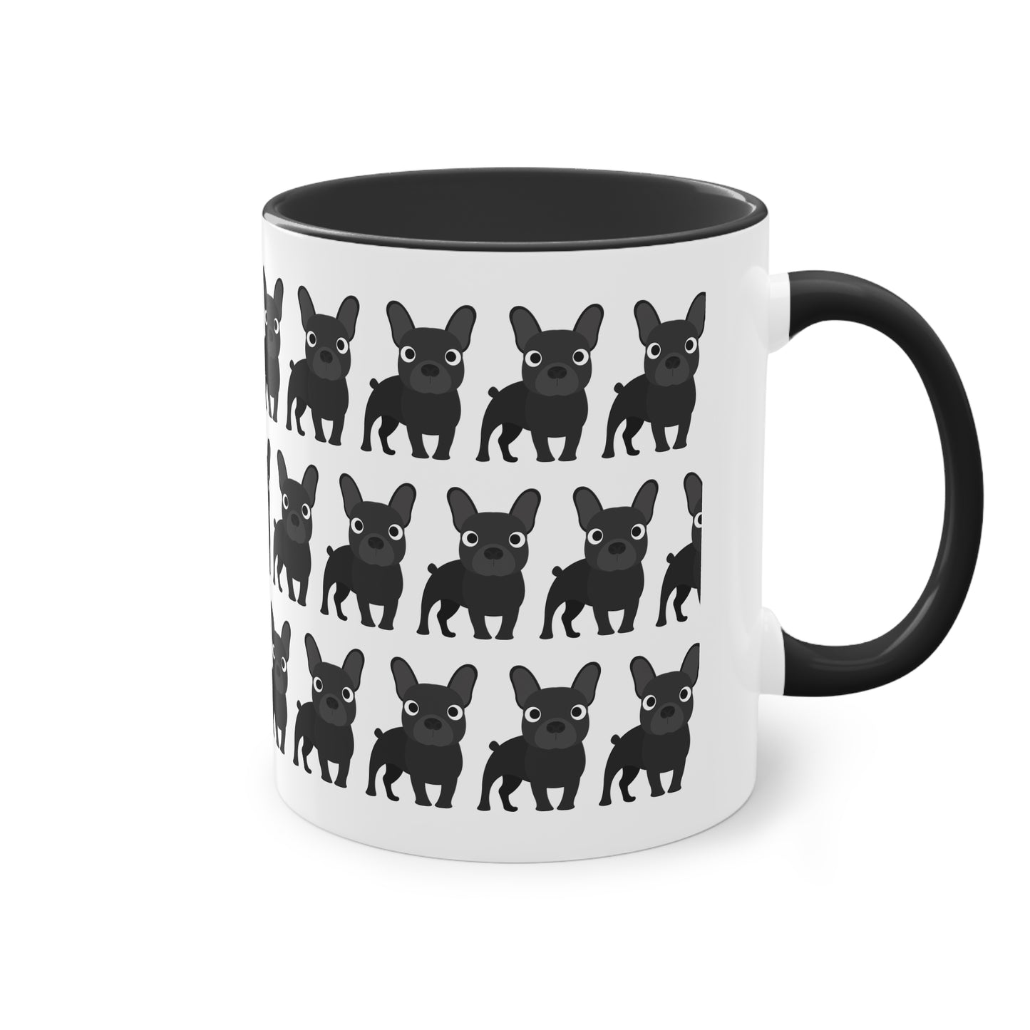 Französische Bulldogge, zweifarbige Kaffeetasse, 0,33 l