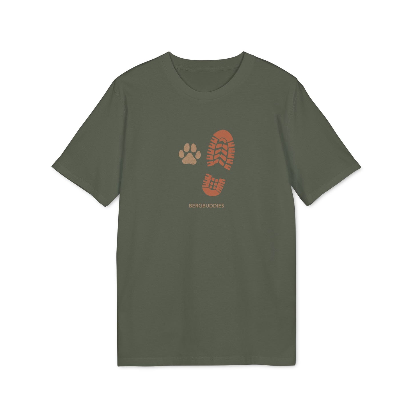 Wander-T-Shirt mit Pfoten- und Stiefelabdruck