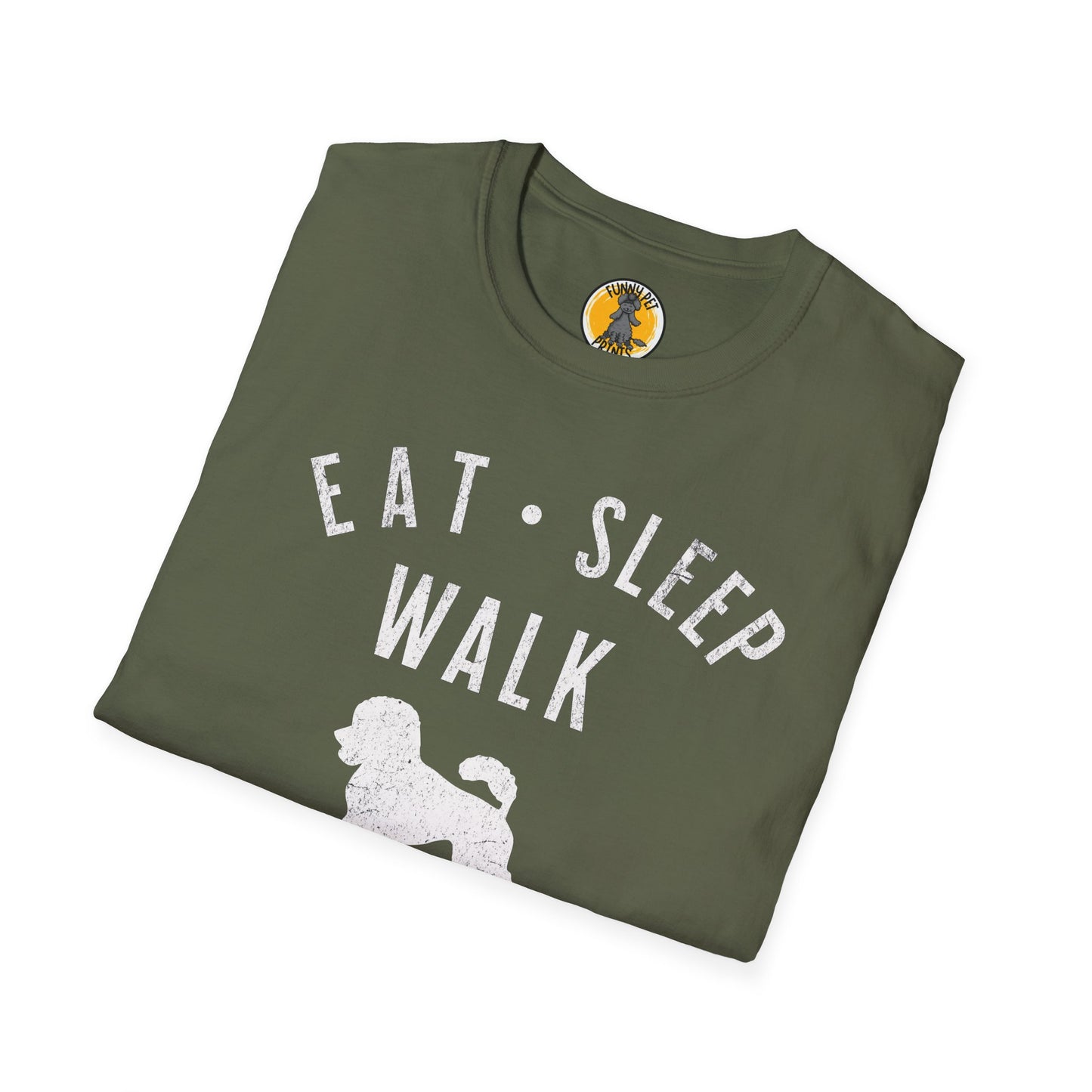 Eat, Sleep, Walk Poodle, Lustiges T-Shirt für Pudelliebhaber, Unisex Softstyle T-Shirt