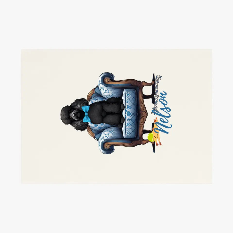 Pudel auf Armsessel Geschirrhandtuch, 100 % Biobaumwolle