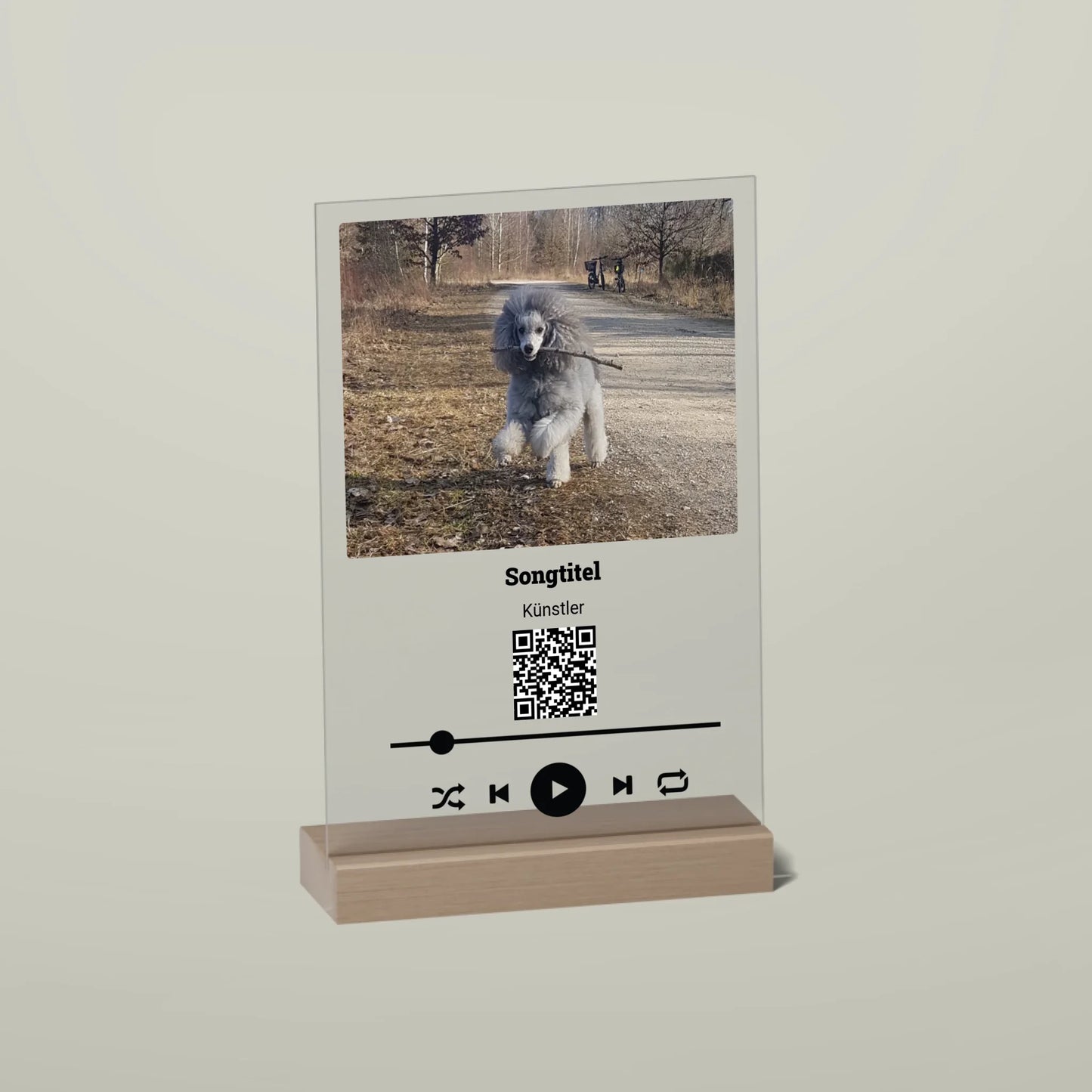 Acrylaufsteller mit Bild und Wunschsong - personalisierbar