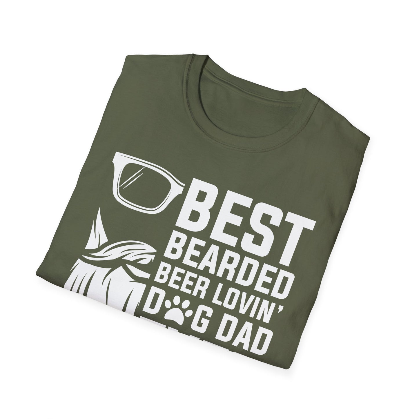 `Best bearded beer loving dog dad ever. Lustiges T-Shirt für Hunde- und Bierliebhaber. Unisex Softstyle T-Shirt