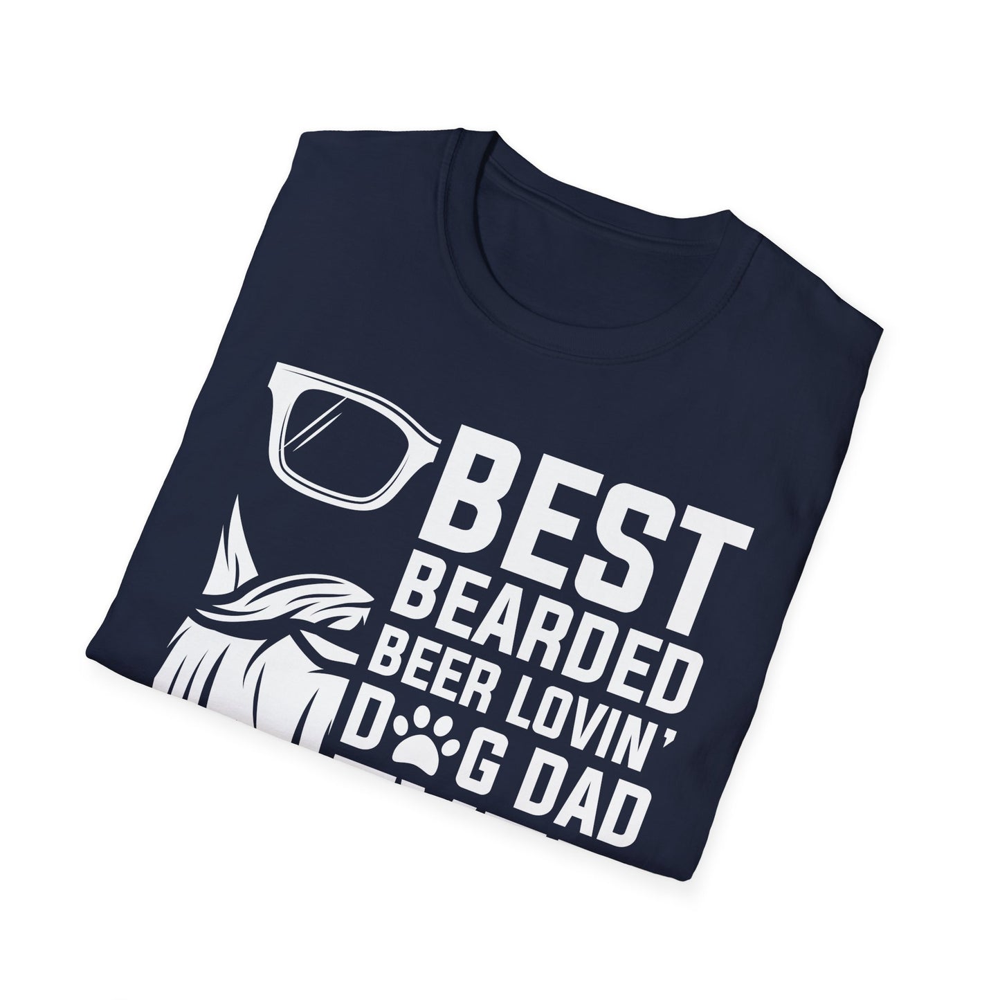 `Best bearded beer loving dog dad ever. Lustiges T-Shirt für Hunde- und Bierliebhaber. Unisex Softstyle T-Shirt