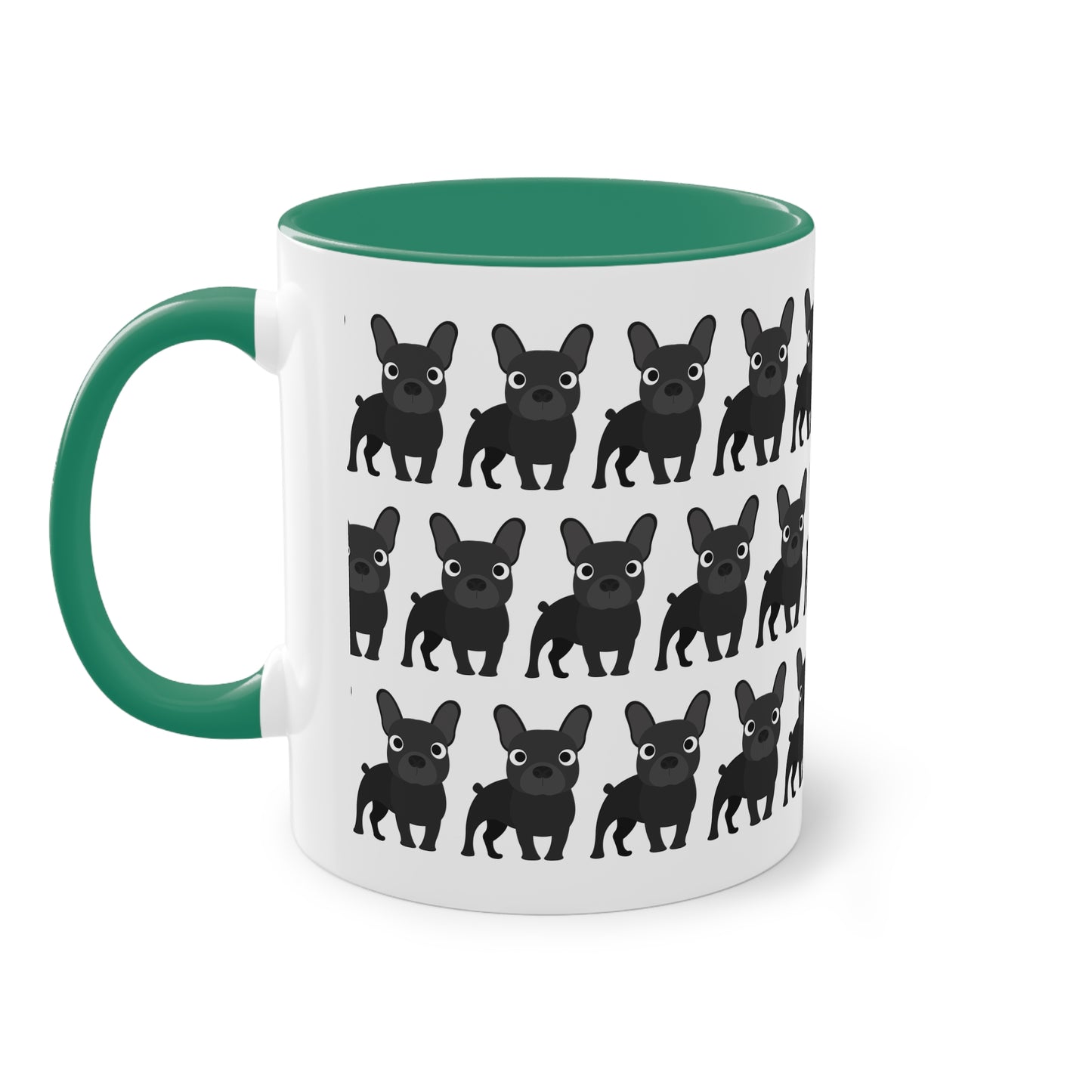 Französische Bulldogge, zweifarbige Kaffeetasse, 0,33 l