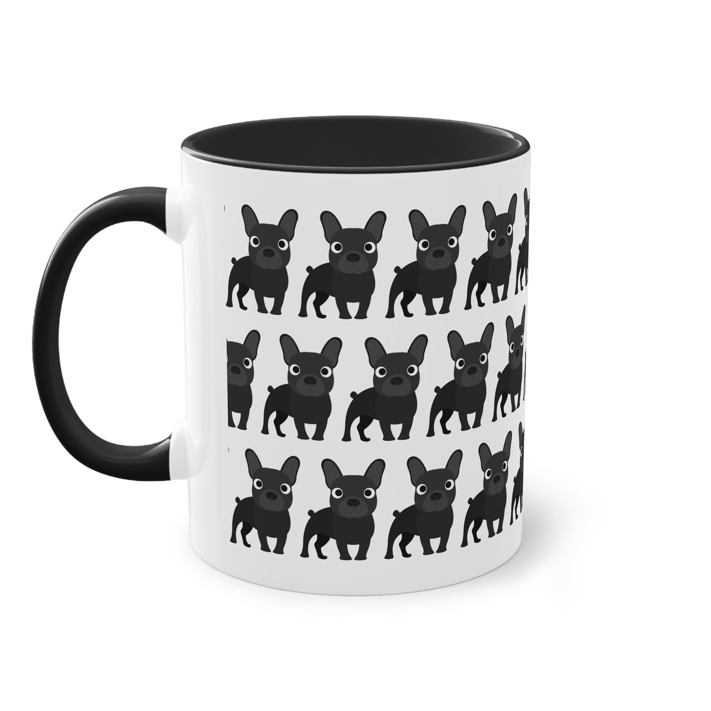 Französische Bulldogge, zweifarbige Kaffeetasse, 0,33 l