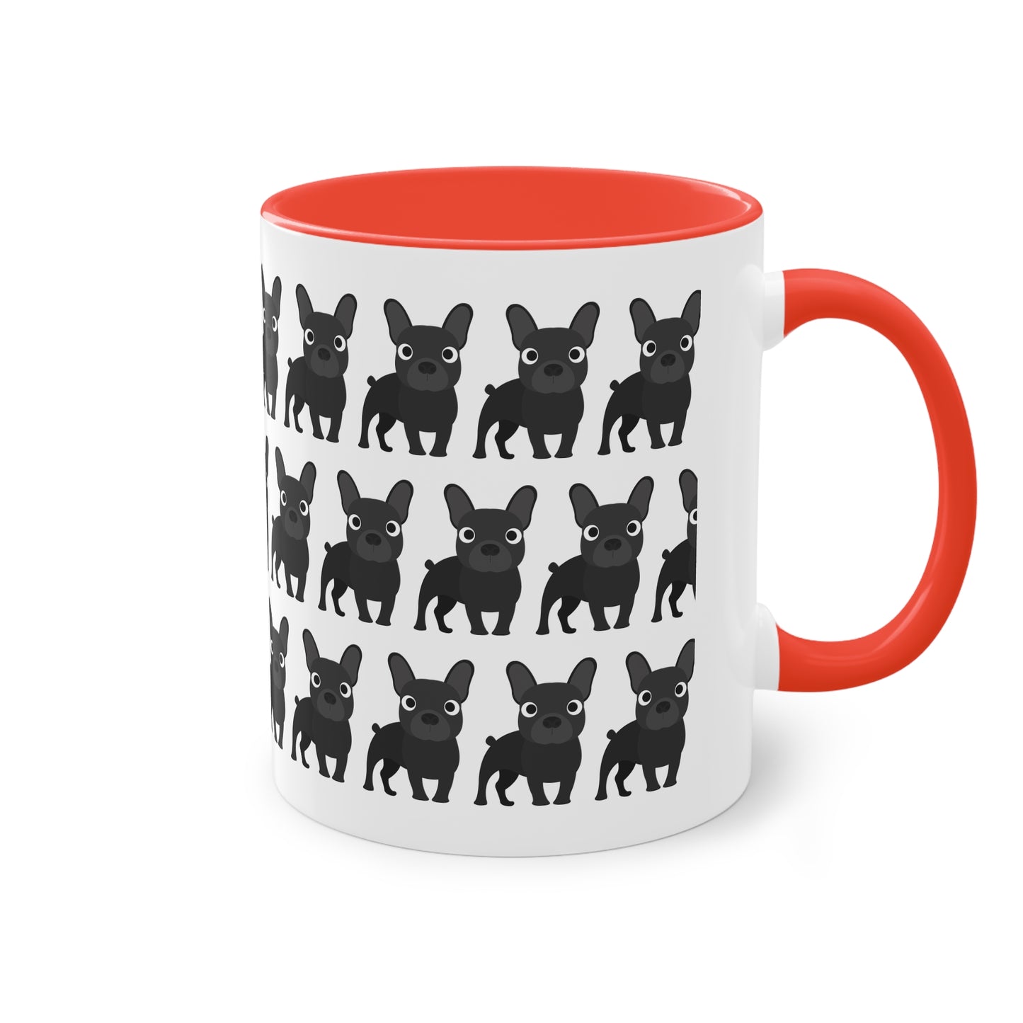 Französische Bulldogge, zweifarbige Kaffeetasse, 0,33 l