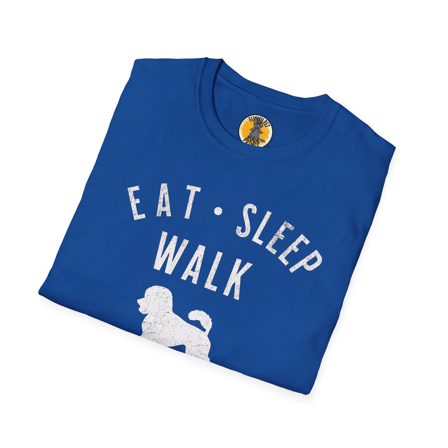 Eat, Sleep, Walk Poodle, Lustiges T-Shirt für Pudelliebhaber, Unisex Softstyle T-Shirt