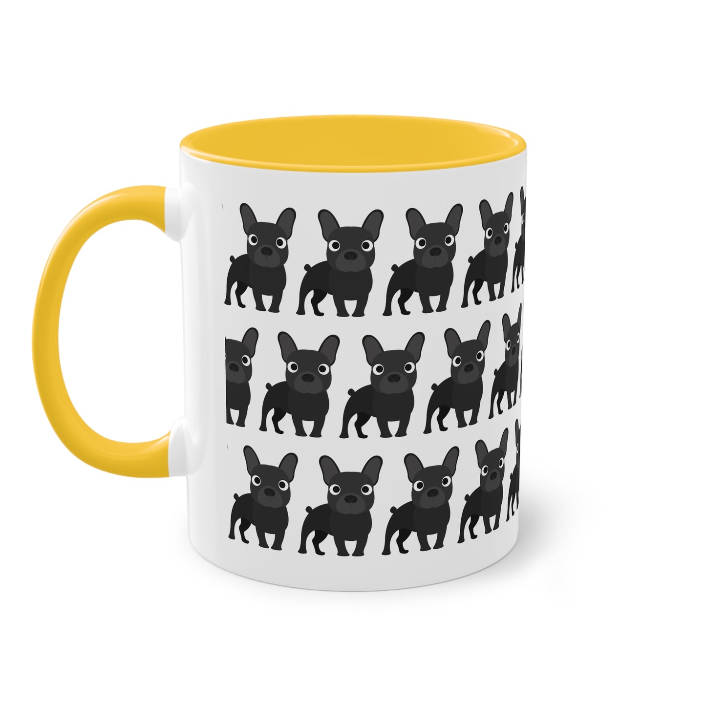 Französische Bulldogge, zweifarbige Kaffeetasse, 0,33 l