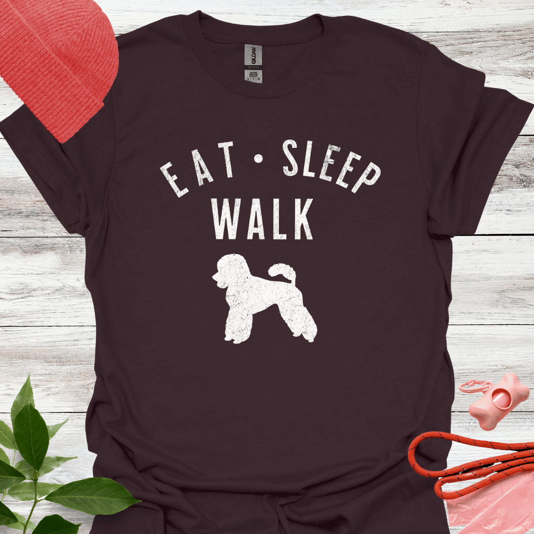 Eat, Sleep, Walk Poodle, Lustiges T-Shirt für Pudelliebhaber, Unisex Softstyle T-Shirt