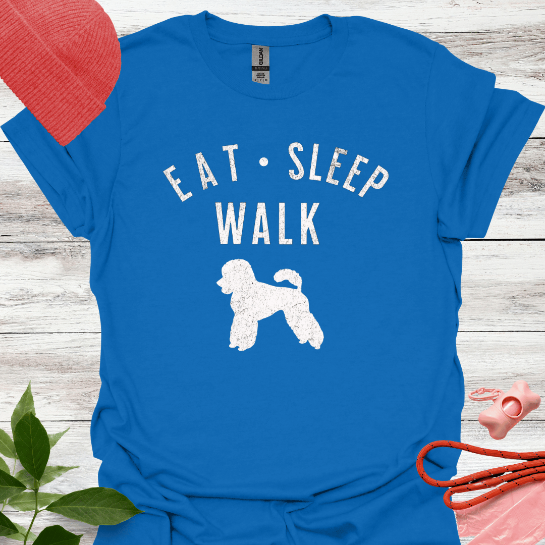 Eat, Sleep, Walk Poodle, Lustiges T-Shirt für Pudelliebhaber, Unisex Softstyle T-Shirt
