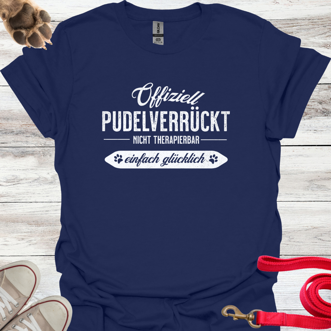 Offiziell Pudelverrückt, Lustiges T-Shirt für Pudelliebhaber, Unisex Softstyle T-Shirt