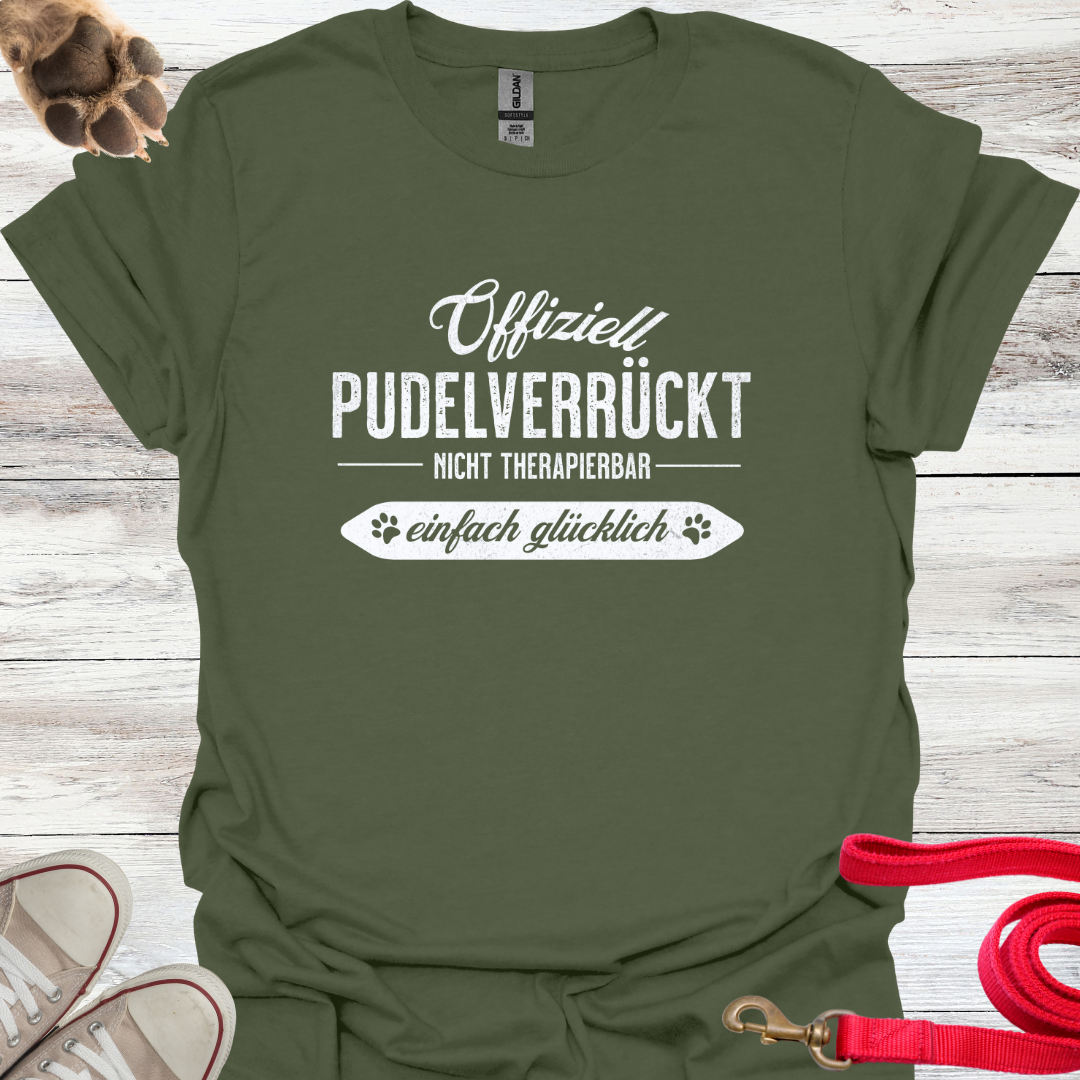 Offiziell Pudelverrückt, Lustiges T-Shirt für Pudelliebhaber, Unisex Softstyle T-Shirt