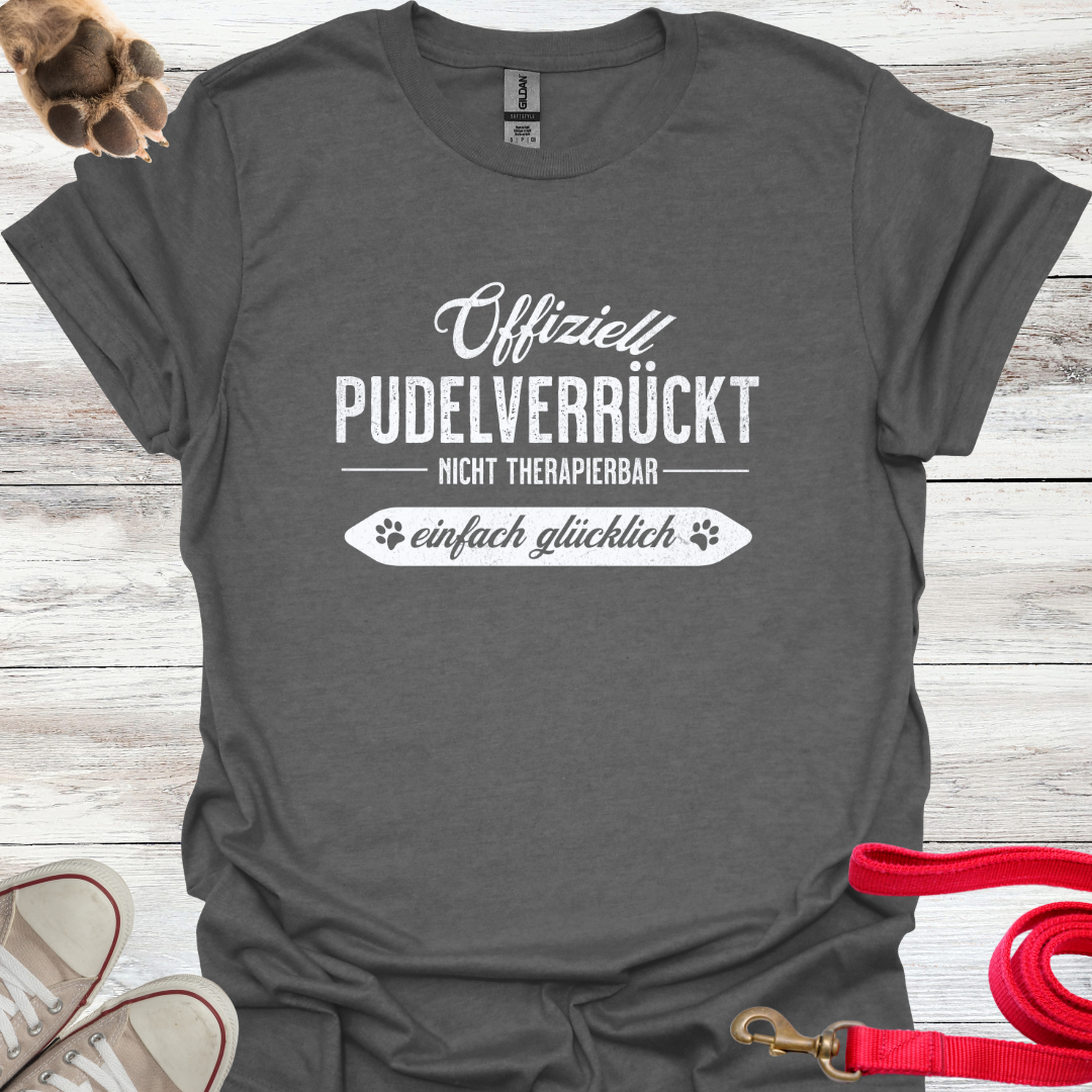 Offiziell Pudelverrückt, Lustiges T-Shirt für Pudelliebhaber, Unisex Softstyle T-Shirt