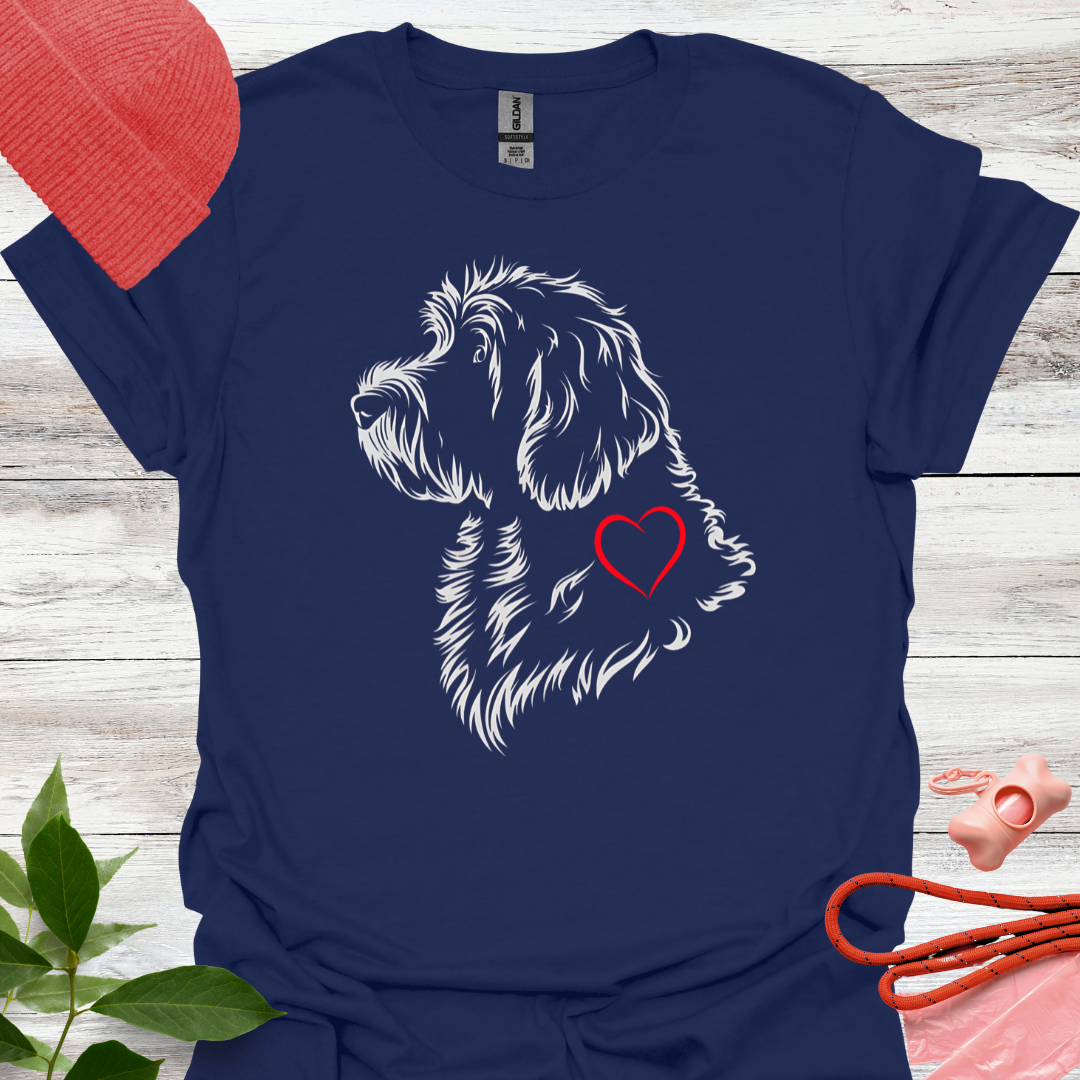 Golden Doodle mit Herz, T-Shirt für Golden Doodle Liebhaber, Unisex Softstyle T-Shirt