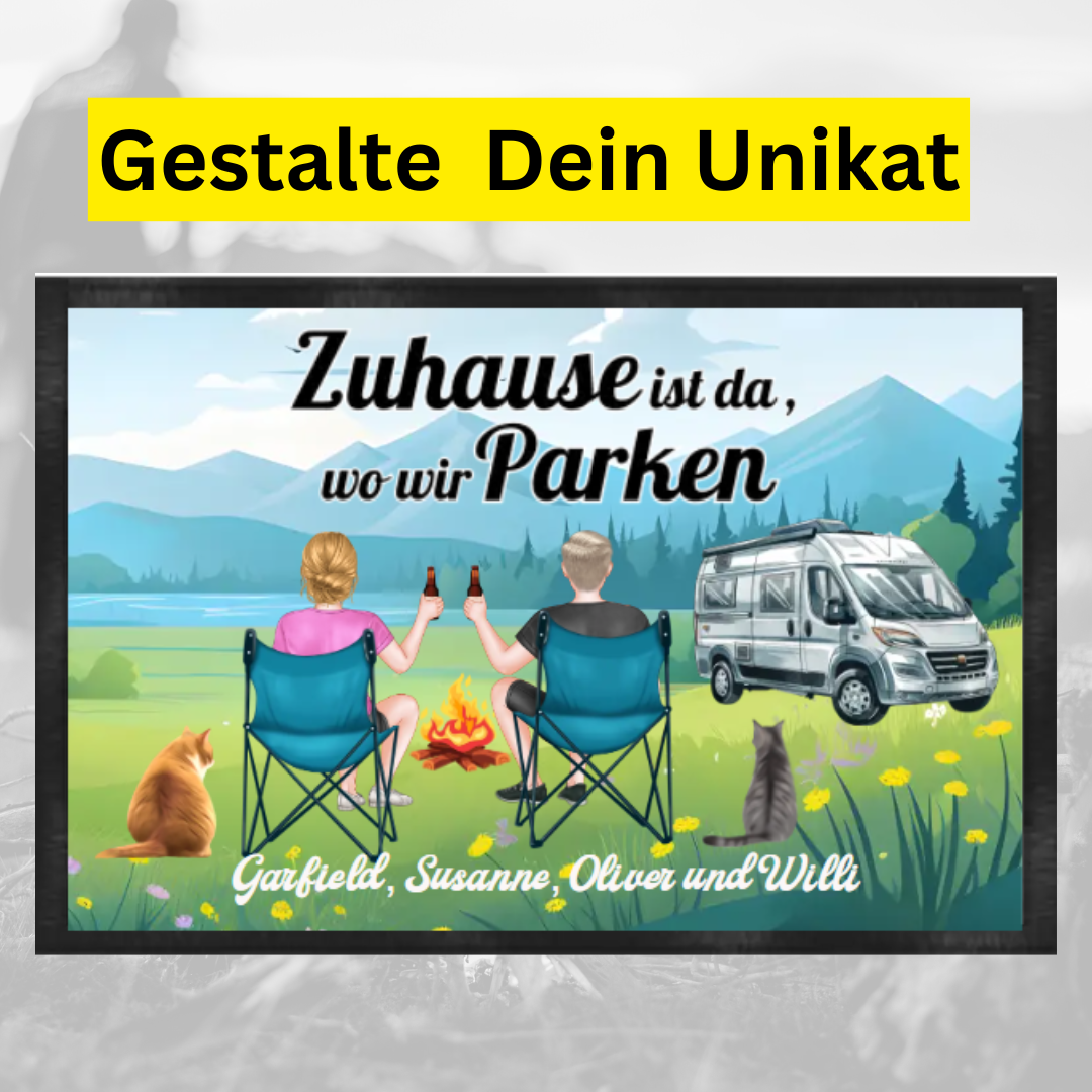 Camping Fußmatte Katzen - Fußmatte 60x40cm