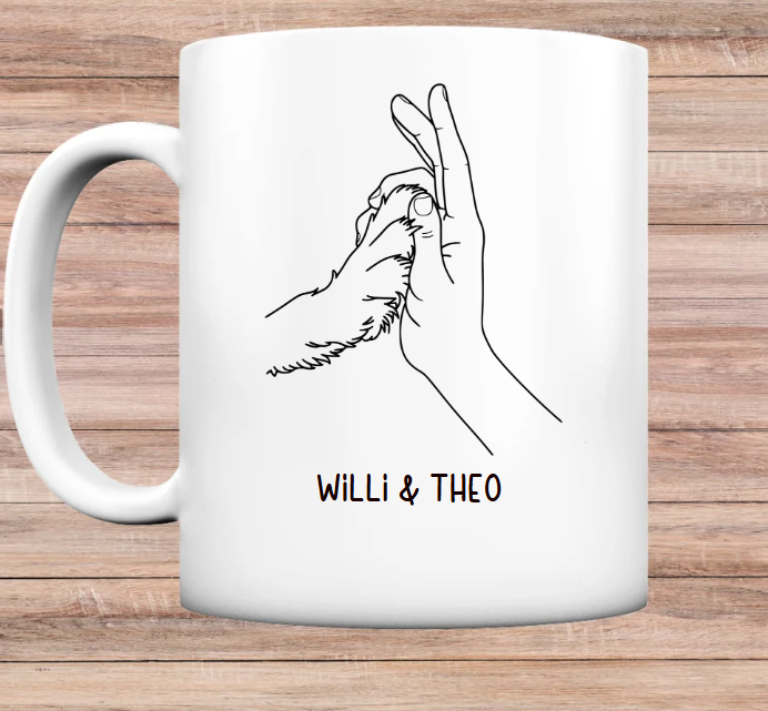 Personalisierbare Tasse Hand und Pfote - Tasse glossy