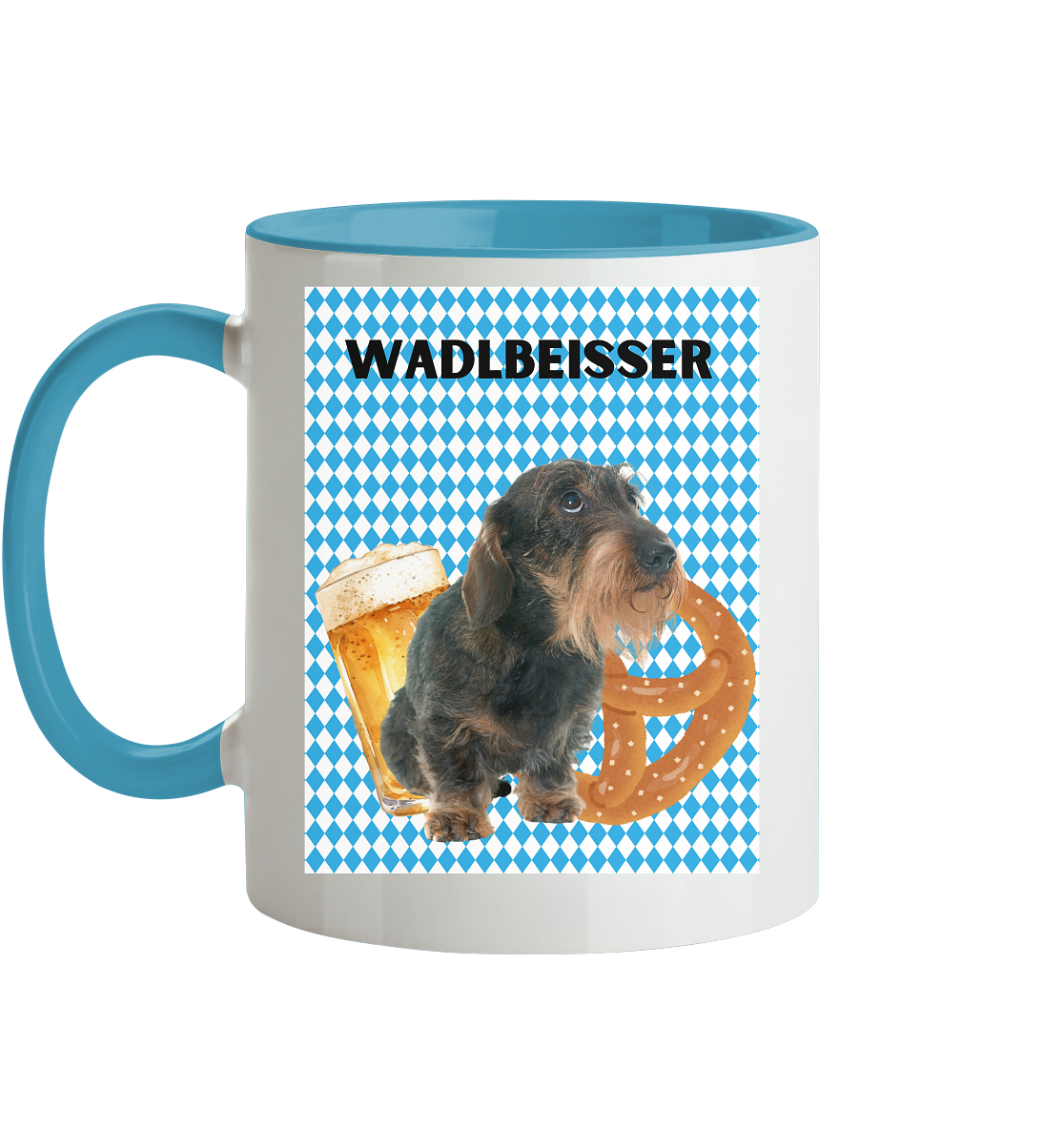 Dackel Tasse farbig "Wadlbeisser" - Tasse zweifarbig