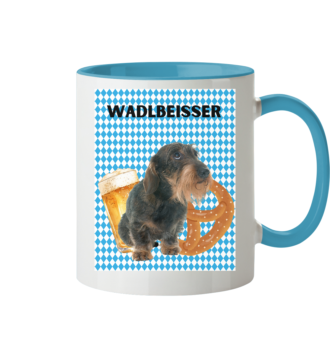 Dackel Tasse farbig "Wadlbeisser" - Tasse zweifarbig
