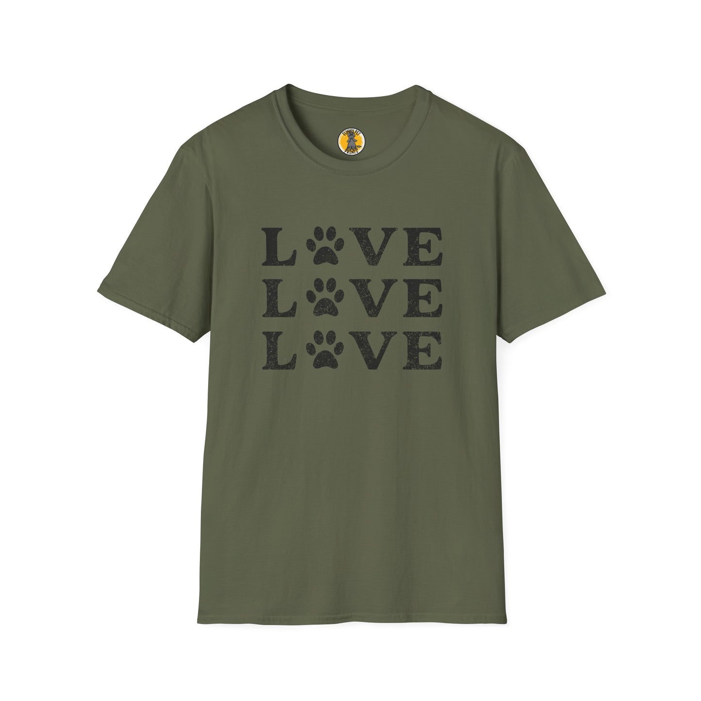 Love mit Hundepfote, Unisex Softstyle T-Shirt - Perfekt für Hundeliebhaber und als Geschenkidee