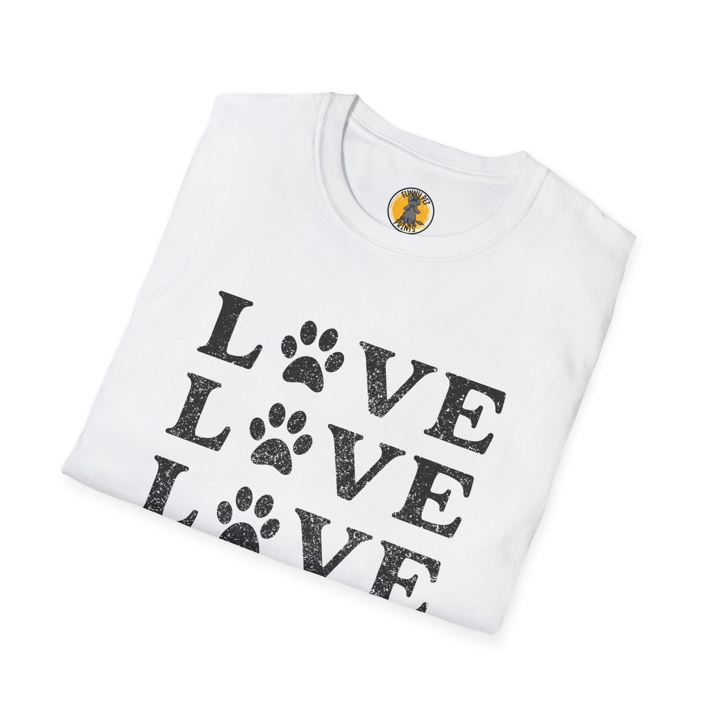 Love mit Hundepfote, Unisex Softstyle T-Shirt - Perfekt für Hundeliebhaber und als Geschenkidee