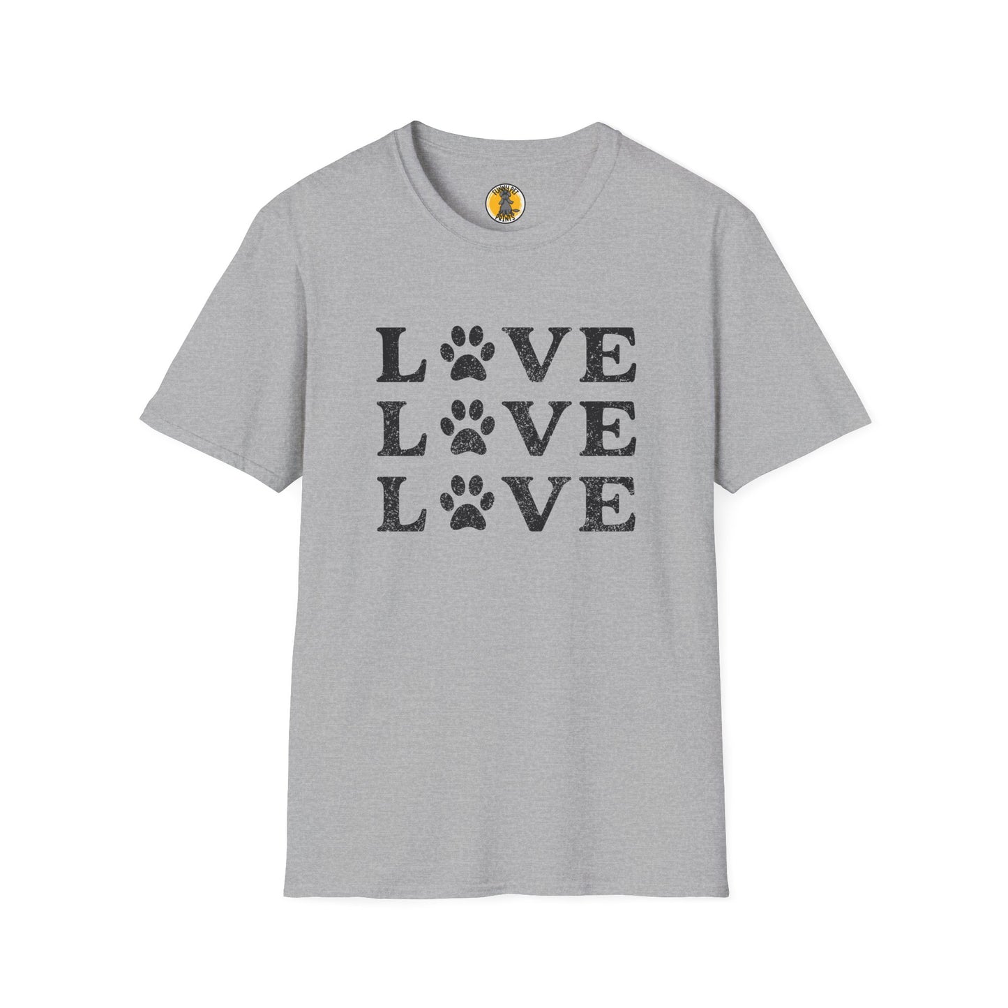 Love mit Hundepfote, Unisex Softstyle T-Shirt - Perfekt für Hundeliebhaber und als Geschenkidee