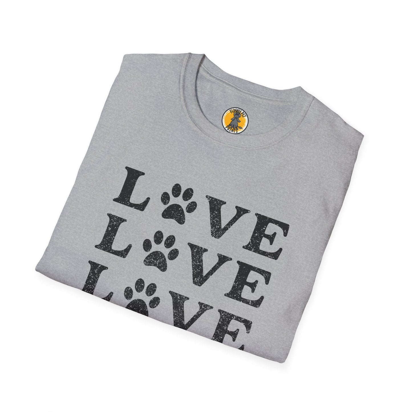 Love mit Hundepfote, Unisex Softstyle T-Shirt - Perfekt für Hundeliebhaber und als Geschenkidee