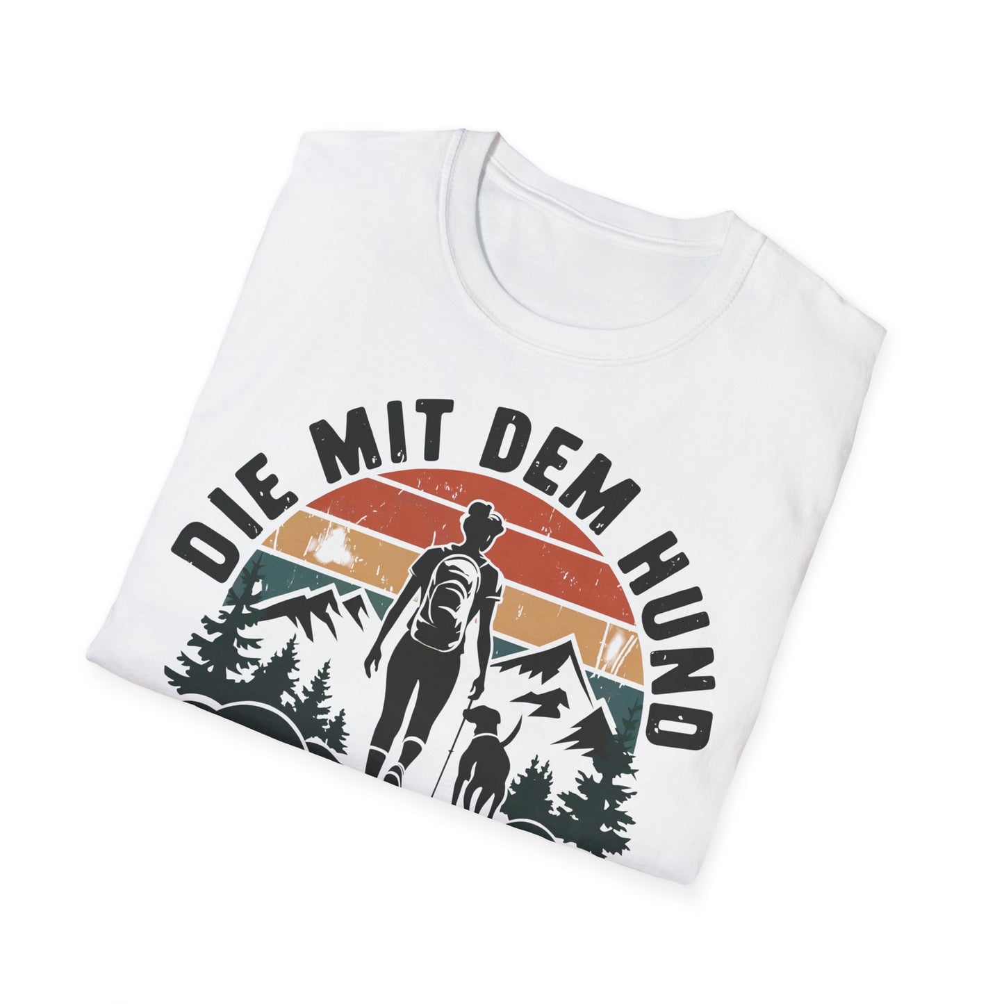 Die mit dem Hund wandert, Shirt für Frauen, Hundeliebhaberinnen und Wanderfreunde