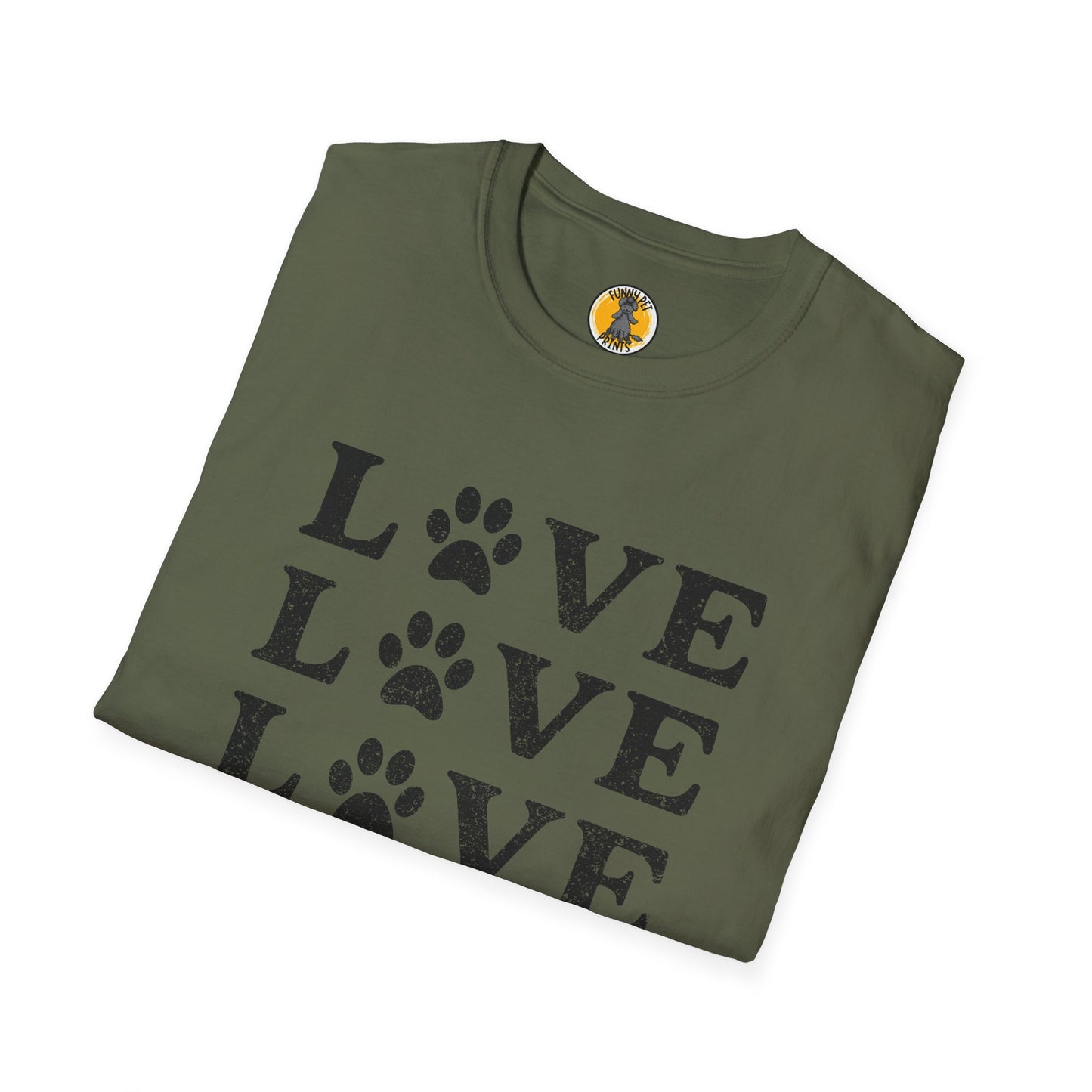 Love mit Hundepfote, Unisex Softstyle T-Shirt - Perfekt für Hundeliebhaber und als Geschenkidee