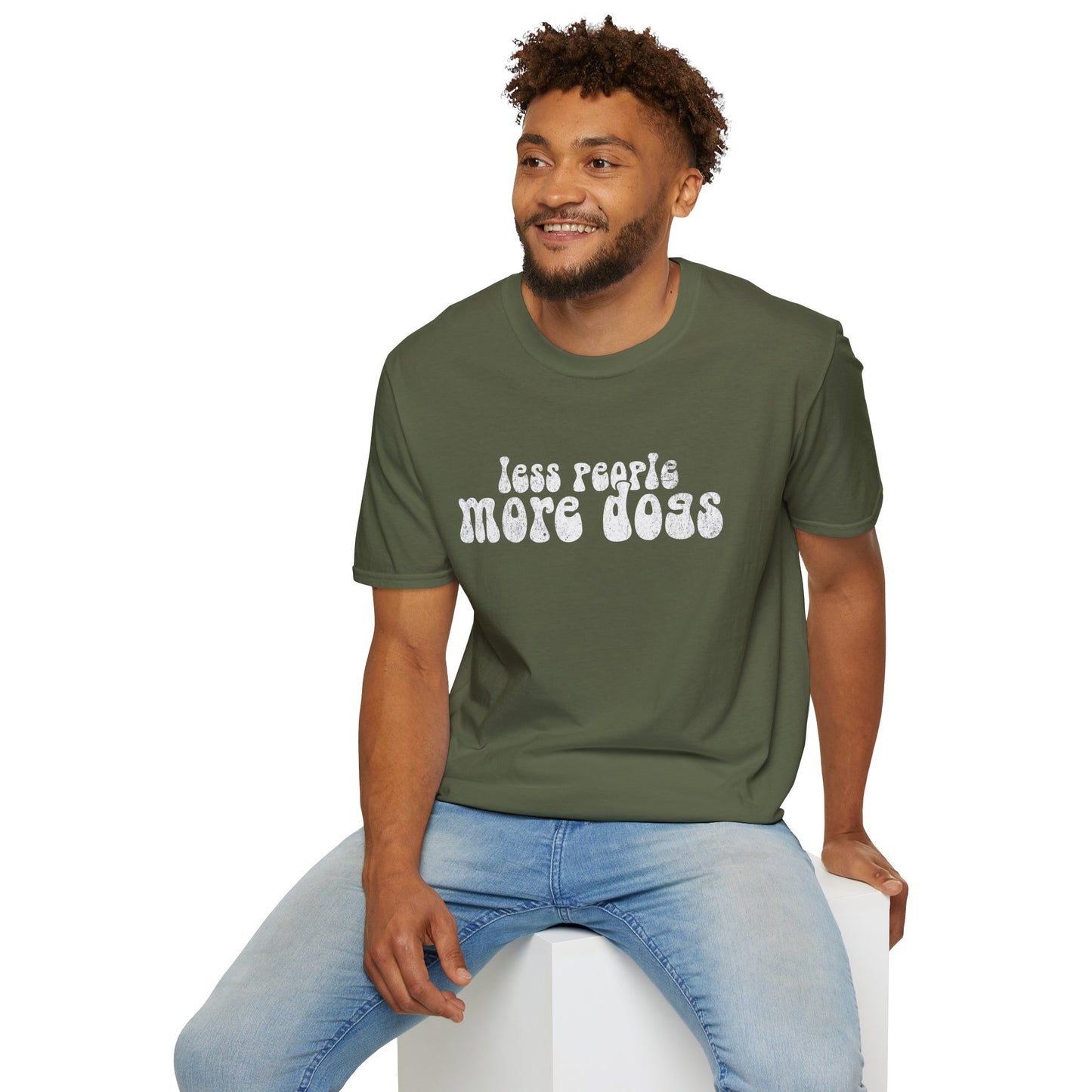 Less People More Dogs, T-Shirt für Hundeliebhaber, Softstyle T-Shirt