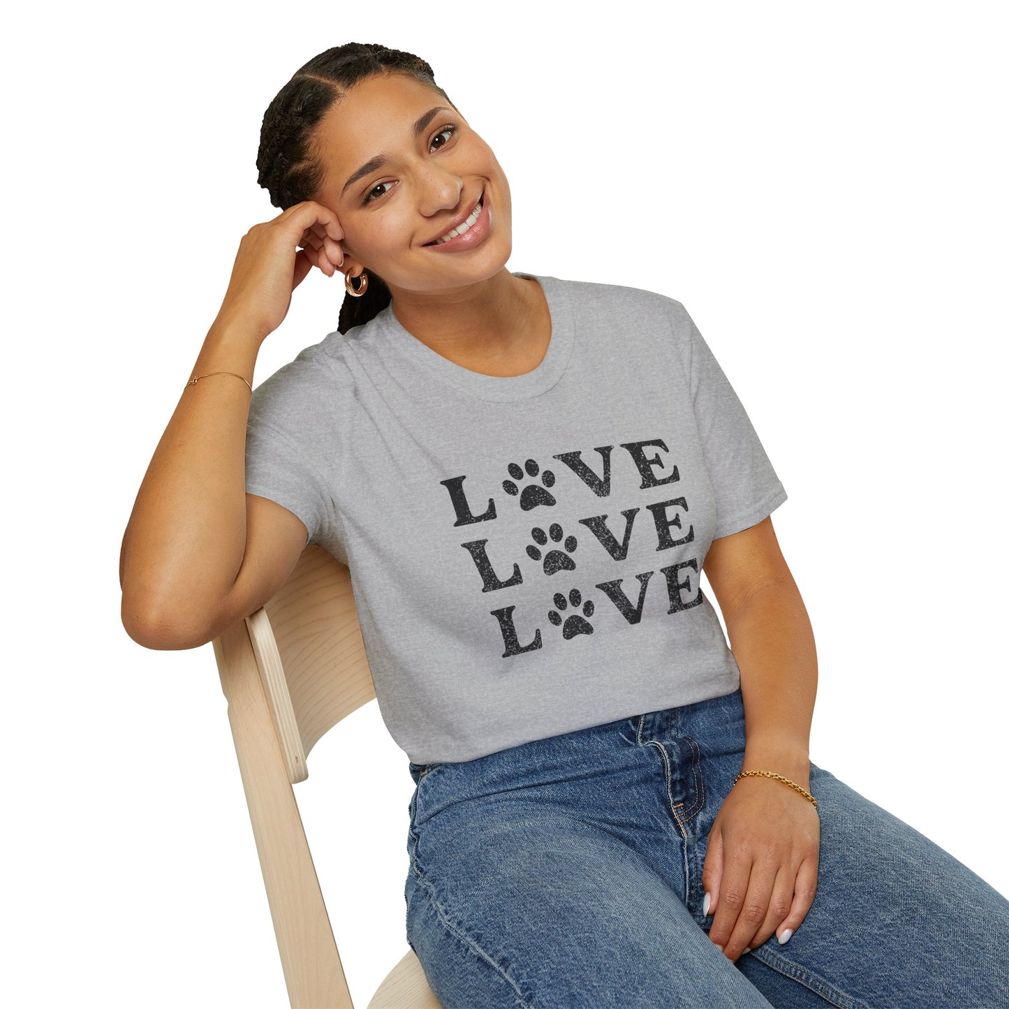 Love mit Hundepfote, Unisex Softstyle T-Shirt - Perfekt für Hundeliebhaber und als Geschenkidee