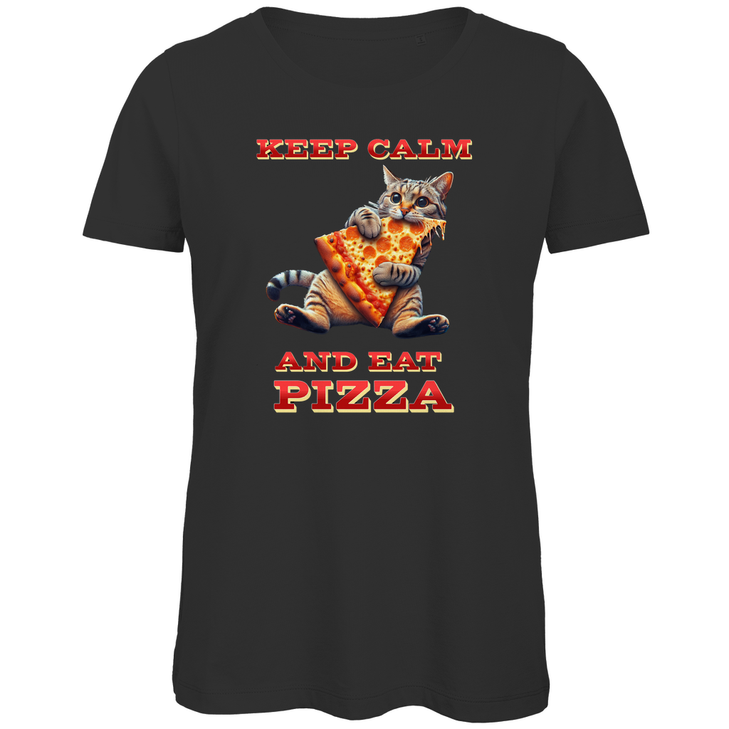 Damen Premium Bio T-Shirt "KEEP CALM AND EAT PIZZA