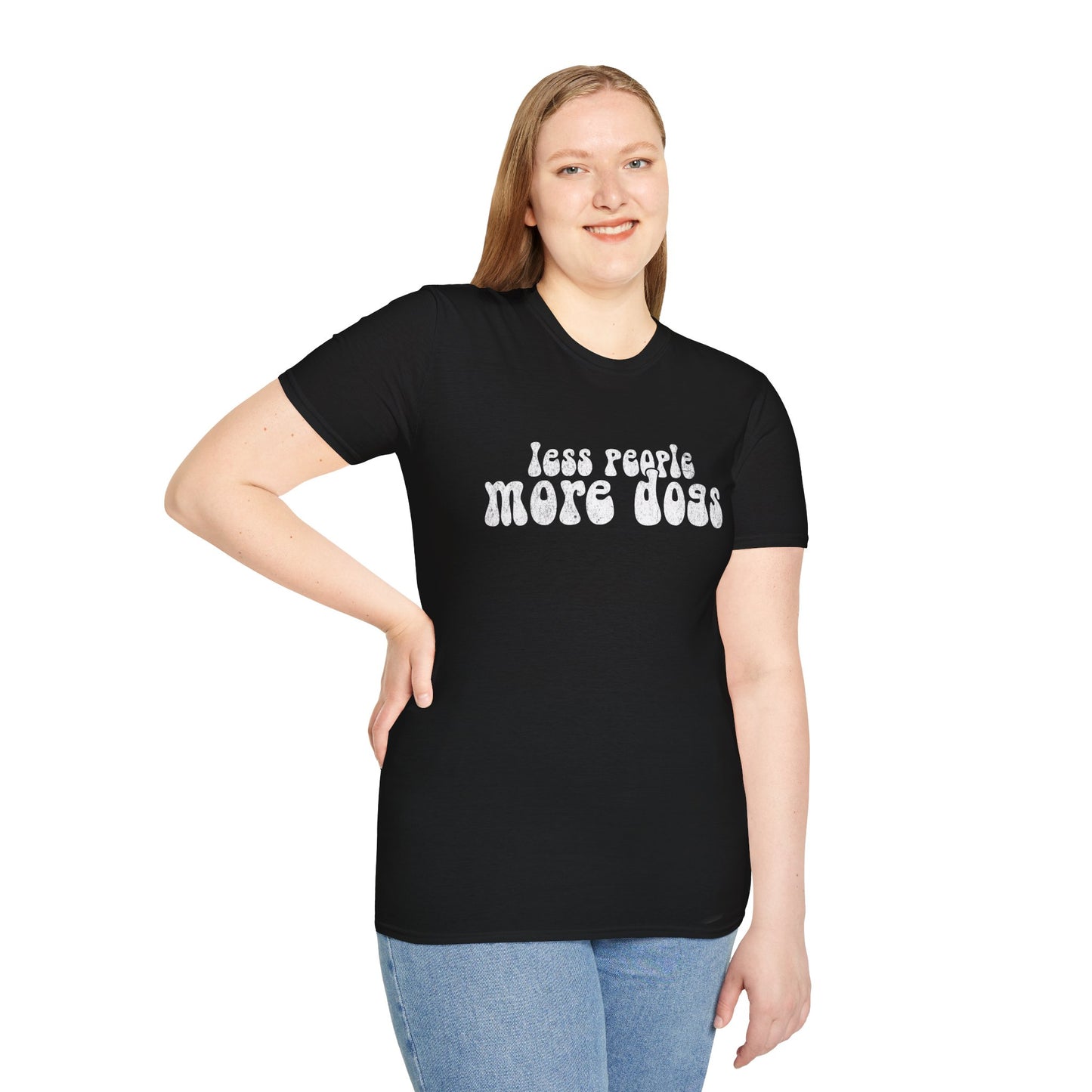 Less People More Dogs, T-Shirt für Hundeliebhaber, Softstyle T-Shirt