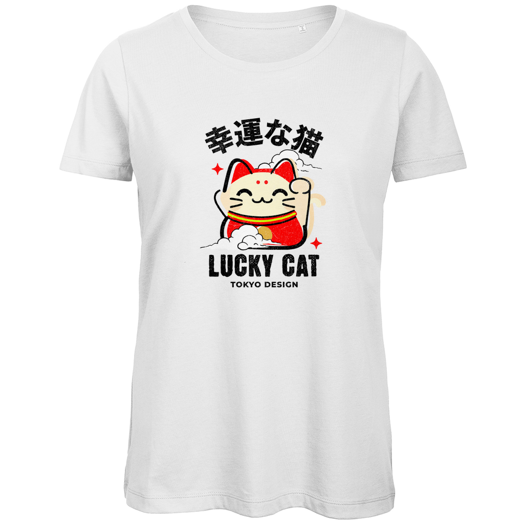 Damen Premium Bio T-Shirt "LUCKY CAT"